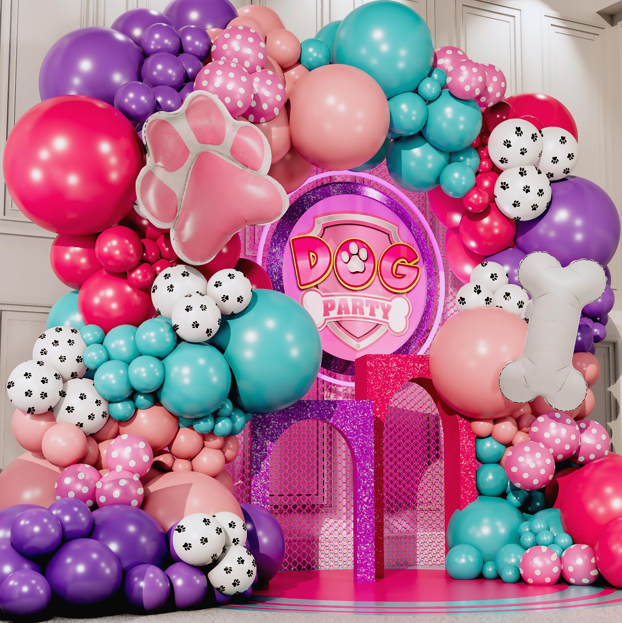 ALL-IN-1 – Skye Paw Patrol Balloon Garland Arch Kit with BONUS Dog Bone & Paw Print Balloons – Pink Paw Patrol Balloons Girl for Paw Patrol Birthday Decorations Girl – Skye Paw Patrol Party Supplies