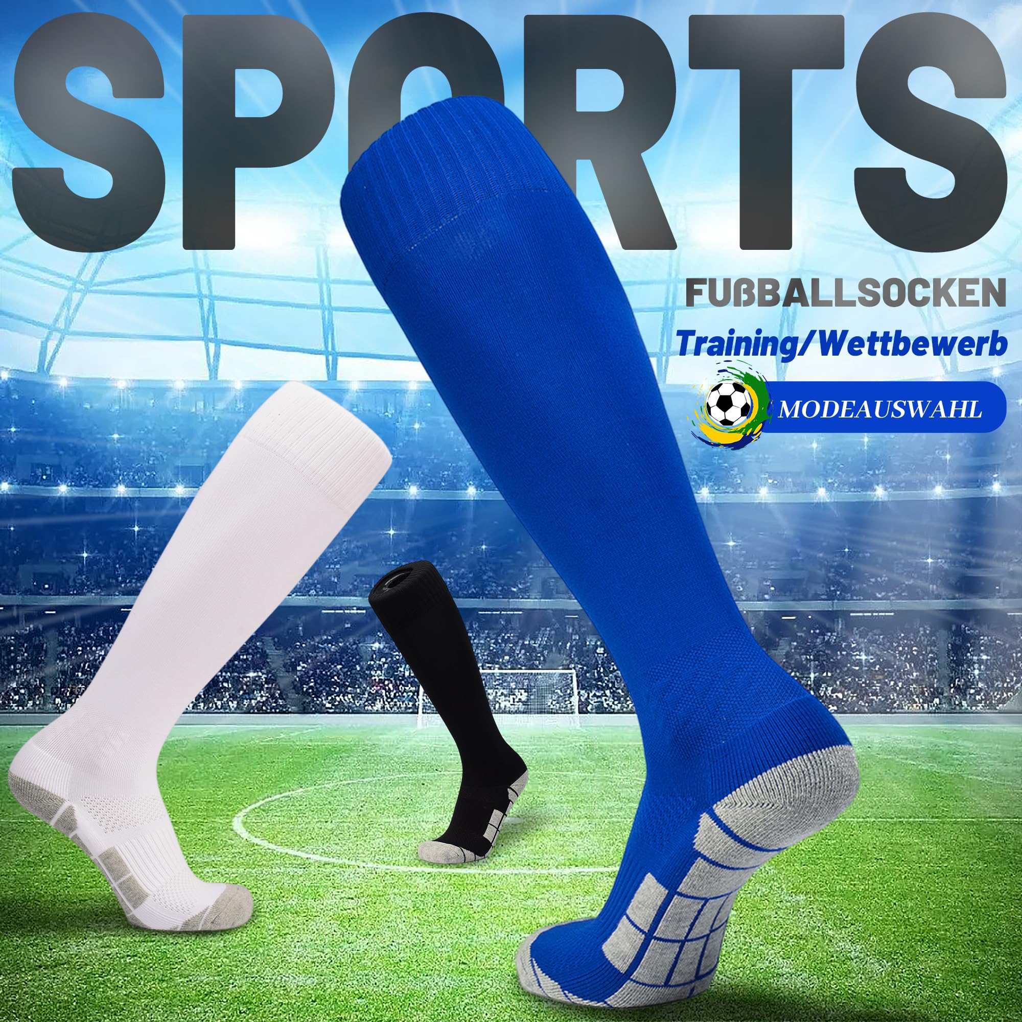 ELUTONG Fußballsocken Kinder, 1/3 Paar Unisex Fußballstutzen Trainingssocken Elastische Sportsocken, Bequem und Atmungsaktiv Sockenstutzen für Fußball Laufen Basketball 33-45