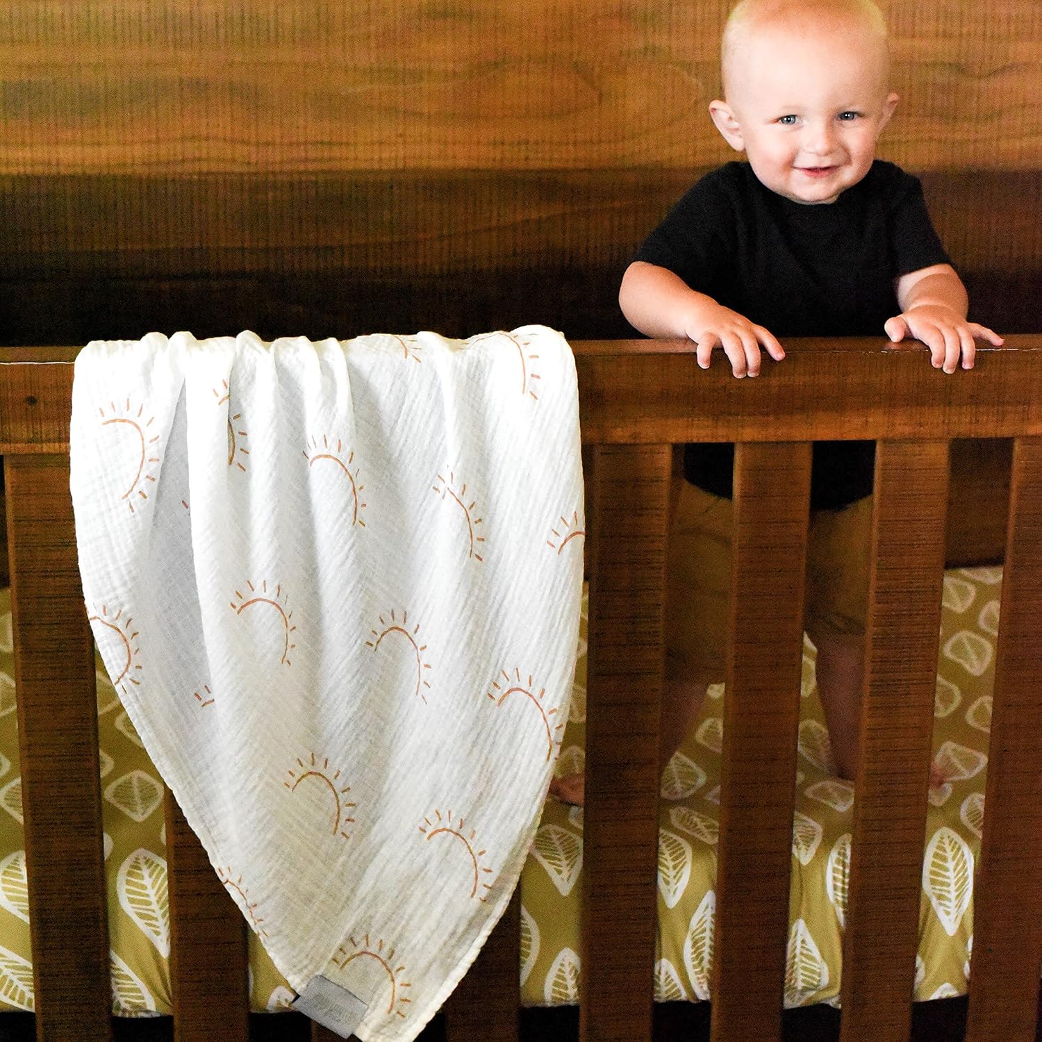 Baby Swaddle Receiving Blanket - 2 Pack | Boho Safari Animals & Sunrise Set | Muslin Cotton Blend | Newborn Essentials | Boys & Girls Baby Stuff | Swaddle Blanket