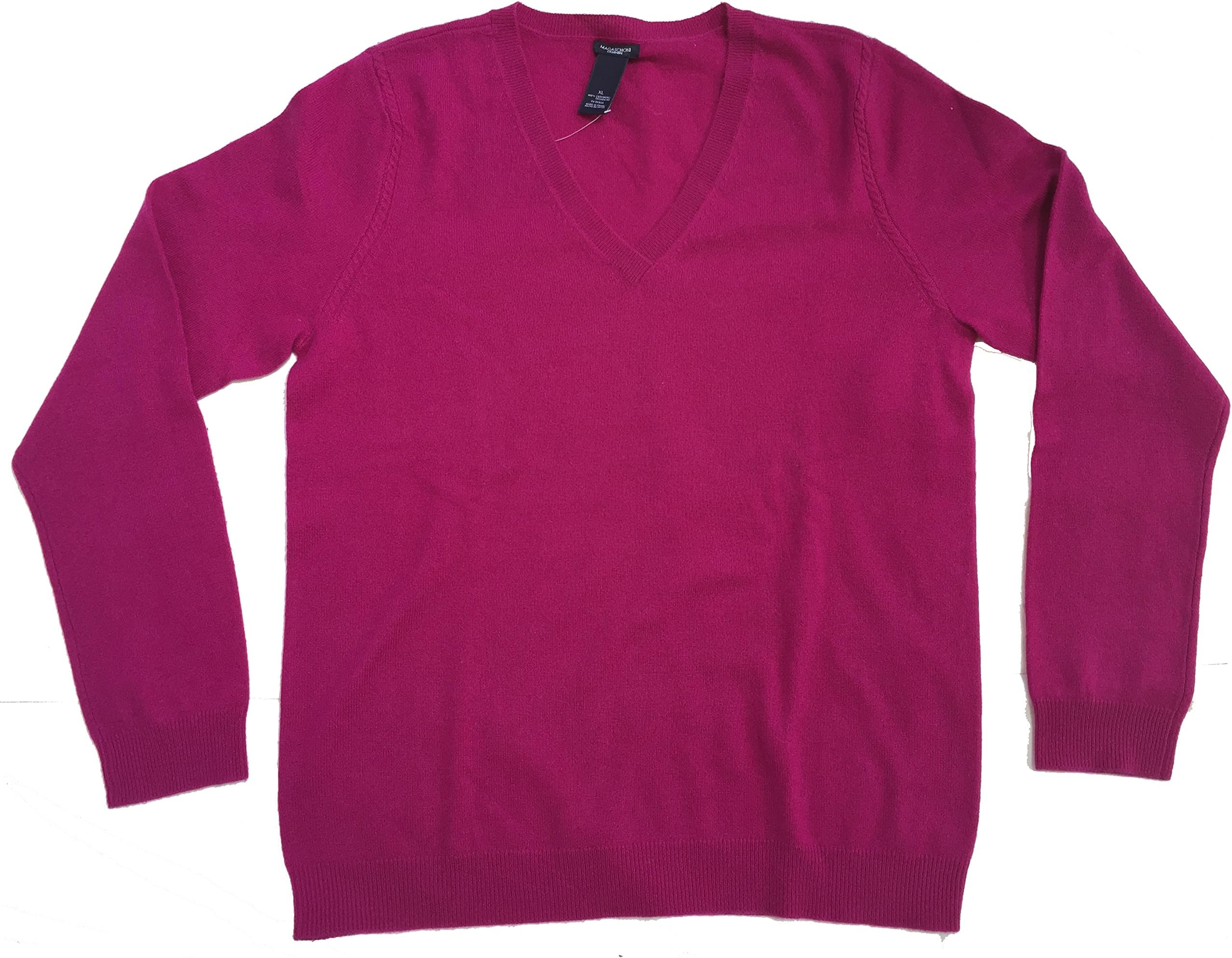 MagaschoniMagashoni Womens 100% Cashmere V Neck Sweater (XX-Large, Mulberry)