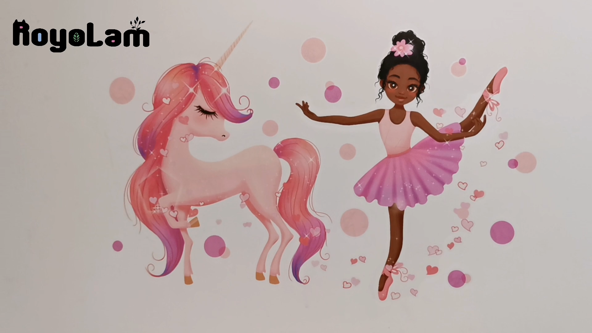 Vinilo decorativo ballet niña unicornio para pared miniatura 7