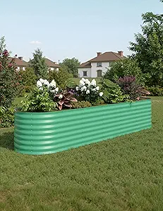 8x2x2ft Galvanized Raised Garden Bed - 24“ Tall Metal Planter Box for Vegetables, Flowers, Herbs, Rust-Resistant Outdoor Garden Box, Easy Assembly Raised Beds for Gardening, Green