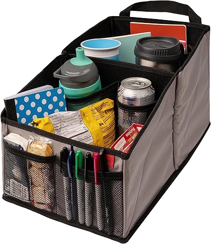 Lusso Gear - Organizador de asiento de automóvil con portavasos para asientos delanteros, traseros, asientos de pasajeros, camiones y camionetas, 9