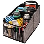 Lusso Gear Car Seat Organizer with Cup Holders for Front, Back, Passenger Seats, Truck and Van, 9 Auto Storage Compartments for Travel Organization of Trunk, Seats, Mobile Office (Gray)