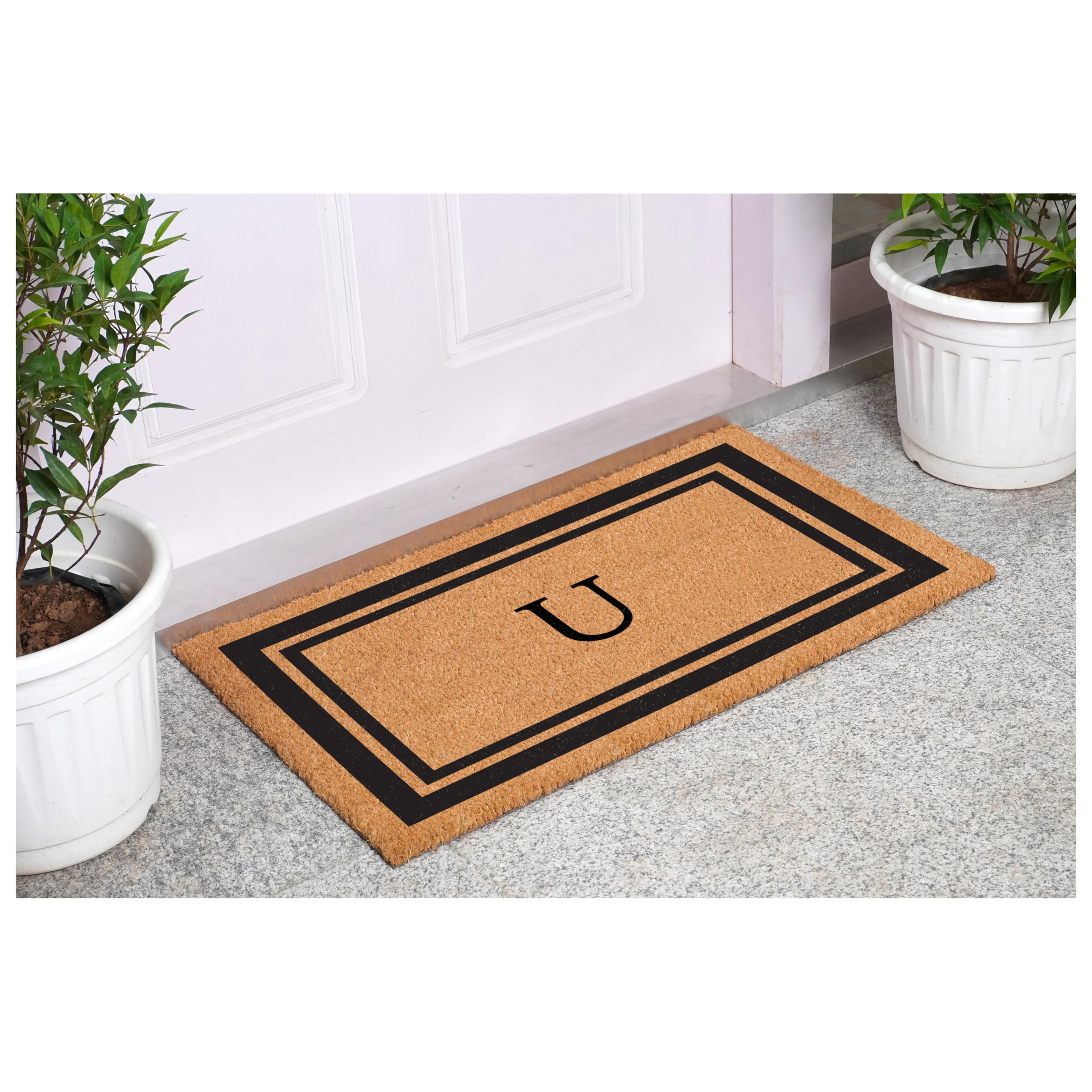 Calloway Mills 152962436U Paillasson monogramme Bordure noire 61 x 91,4 cm (lettre U)