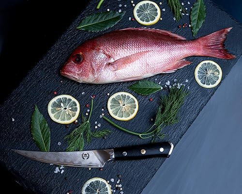 Miniatura 7 de Regalia Cuchillo para deshuesar/filete: navaja profesional japonesa de 6 pulgadas afilada AUS10 Premium de alto carbono de 67 capas Damasco