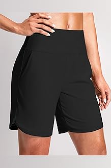 G Gradual Women's 7" Quick Dry Swim Board Shorts Swimming Bottoms High Waisted Beach Shorts for Women with Liner Pockets