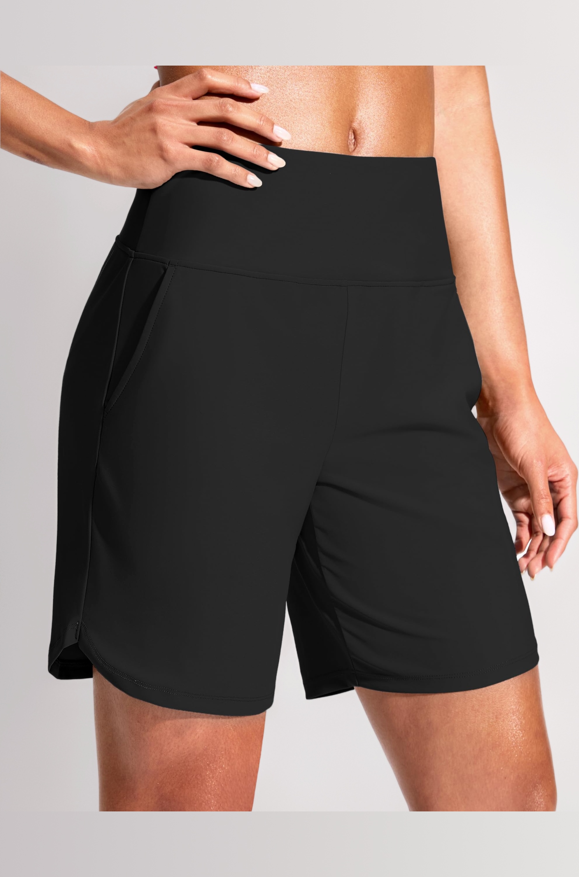 G Gradual Women's 7" Quick Dry Swim Board Shorts Swimming Bottoms High Waisted Beach Shorts for Women with Liner Pockets