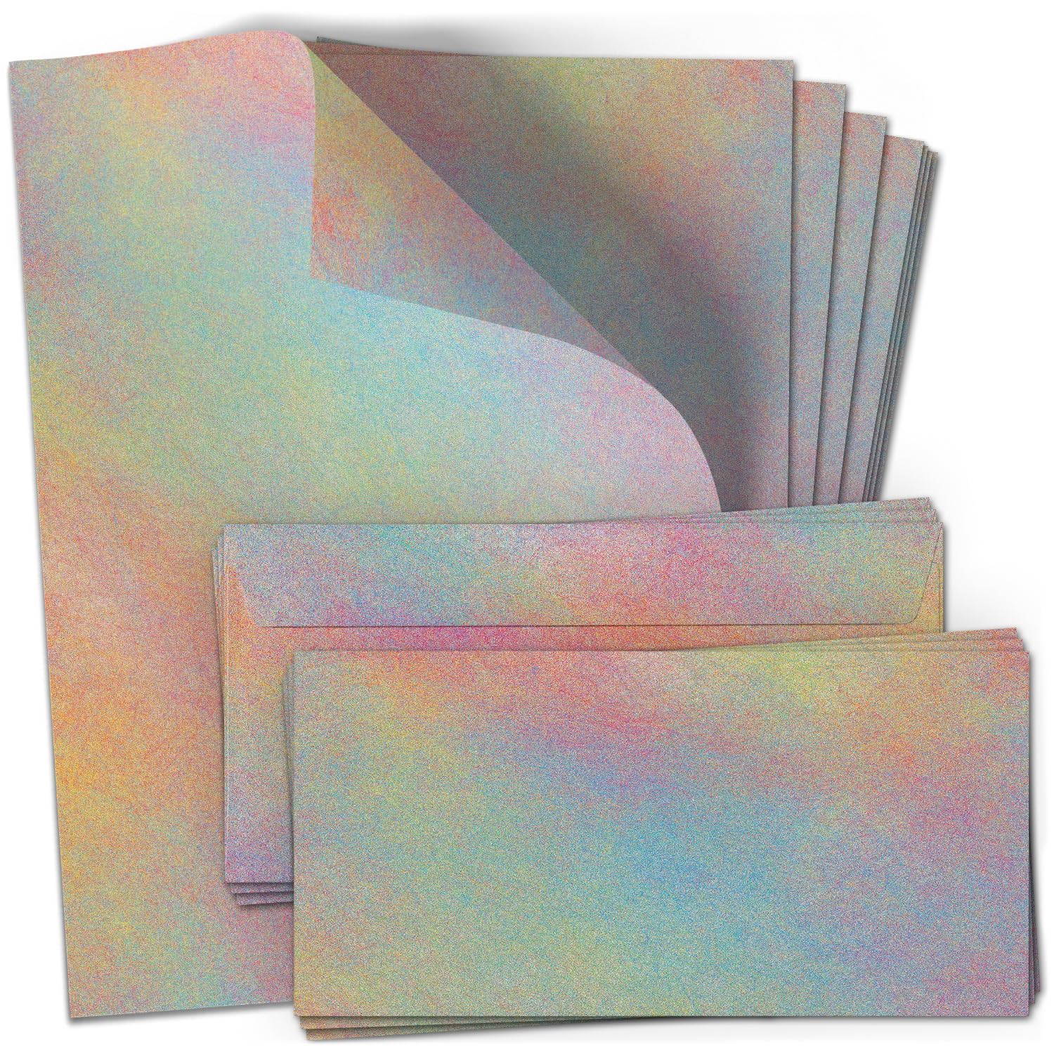 10 Farbenfrohe Briefumschläge DIN Lang Mit Regenbogen-Motiv - Komplett Bedruckt, Mit Haftklebe, Made In Germany