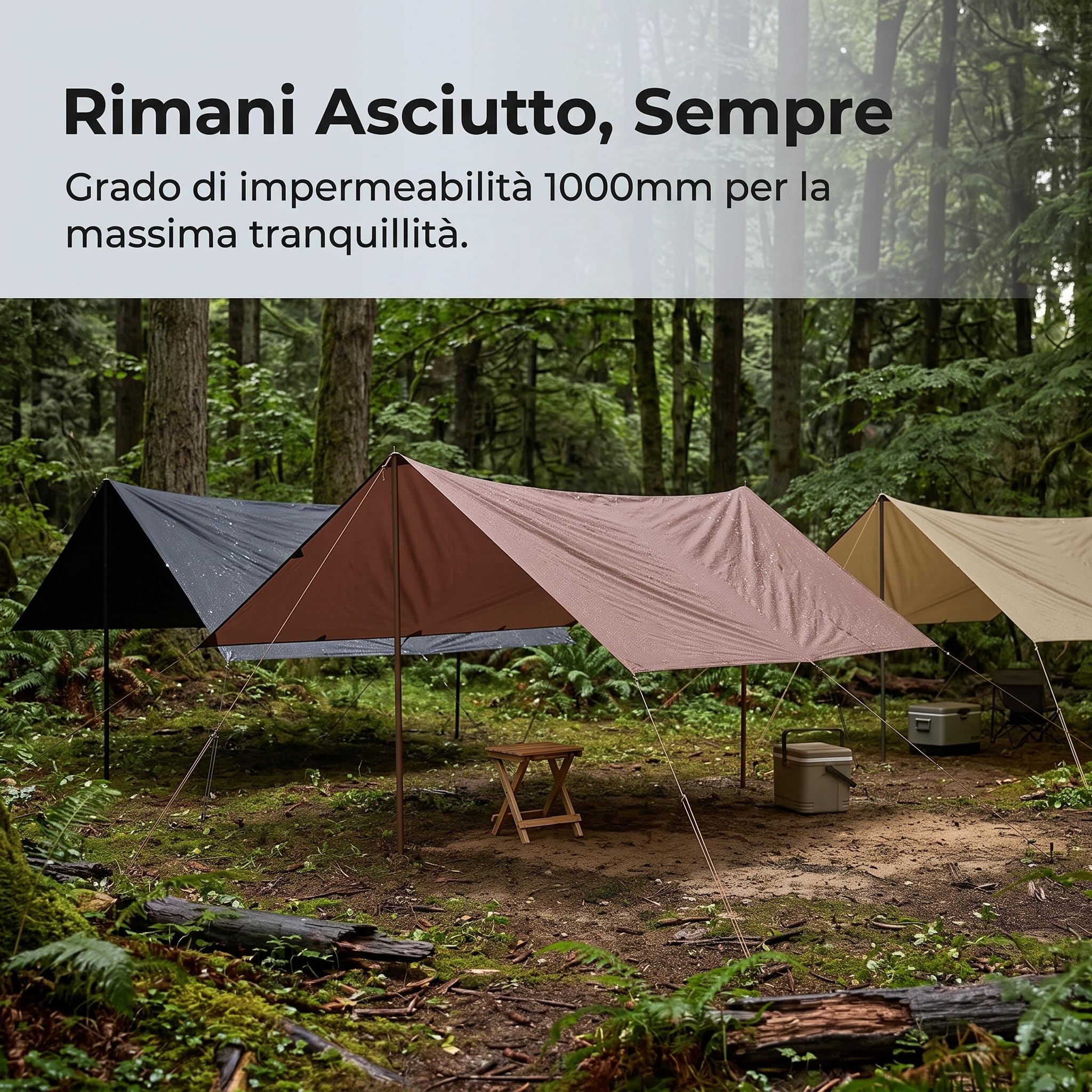da Campeggio Impermeabile Tarp, color to 1 | in Ferro Rinforzato, Tarp Multi Funzione, Ombreggiate, Per Famiglie Viaggiatrici