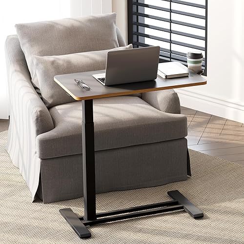 Vista 45 de SANODESK Mesita de noche médica ajustable con ruedas ocultas, mesa de escritorio neumática para computadora portátil de pie con bandeja, hospital
