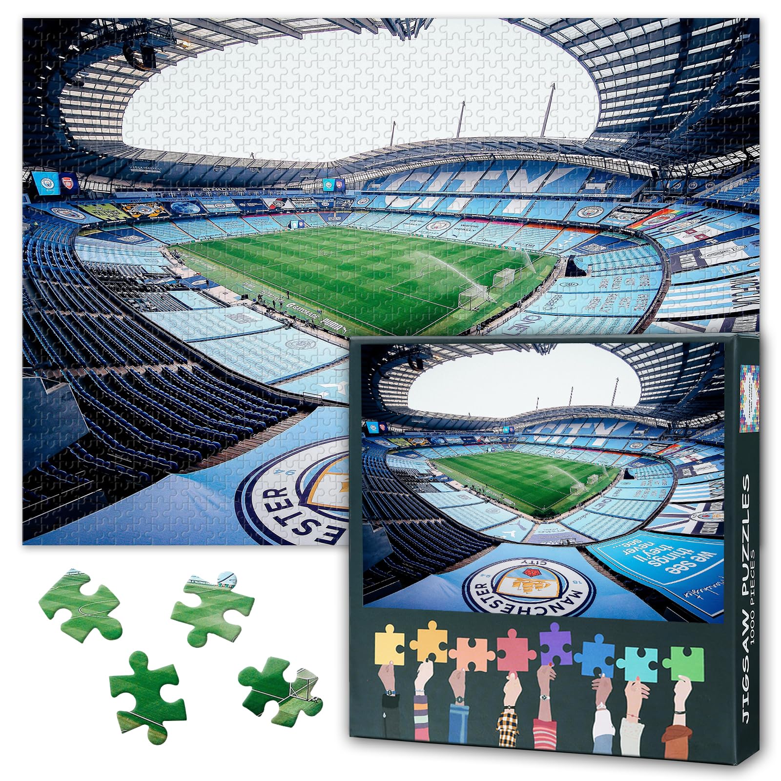 1000-Piece Jigsaw Puzzle for Adults -Manchester City FC Etihad Stadium Painting 50x70cm Collectible Art, Challenging Wall Decor