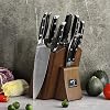 NANFANG BROTHERS 9 Pieces Kitchen Knife Set with Block, Damascus Professional Steel Chef's Knife Set with Sharpener and Scissors