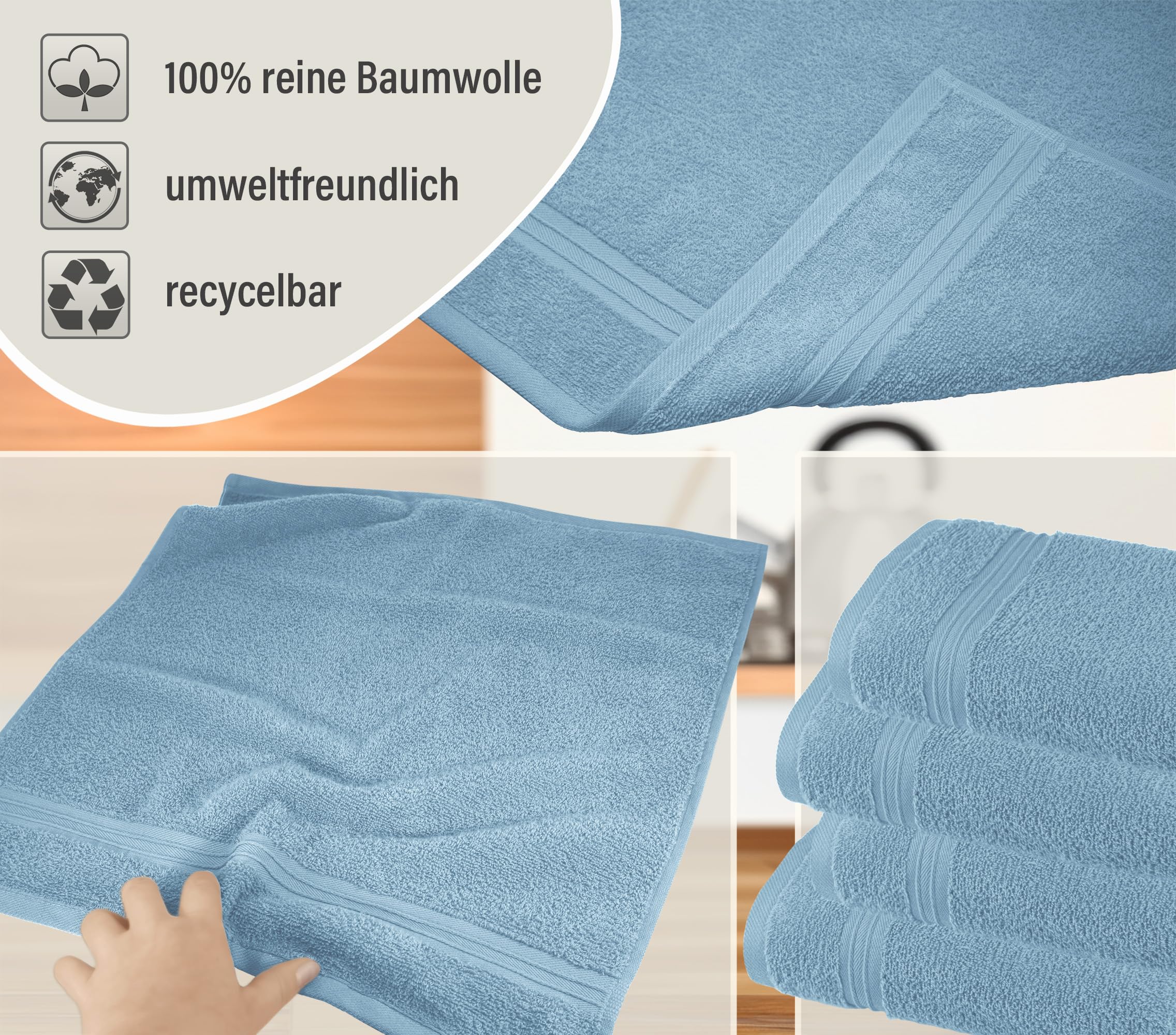 Lashuma Paños Cocina Modernos, Trapos Cocina 50x50 cm Linz, 4 Toallas de Mano Azul Paloma