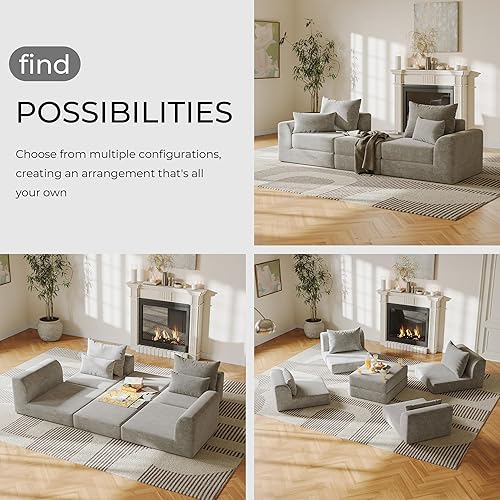 Miniatura 4 de Sofá biplaza modular con otomana, sofá en forma de L, sofá modular personalizable, diseño de combinación libre para sala de estar moderna, Echo de