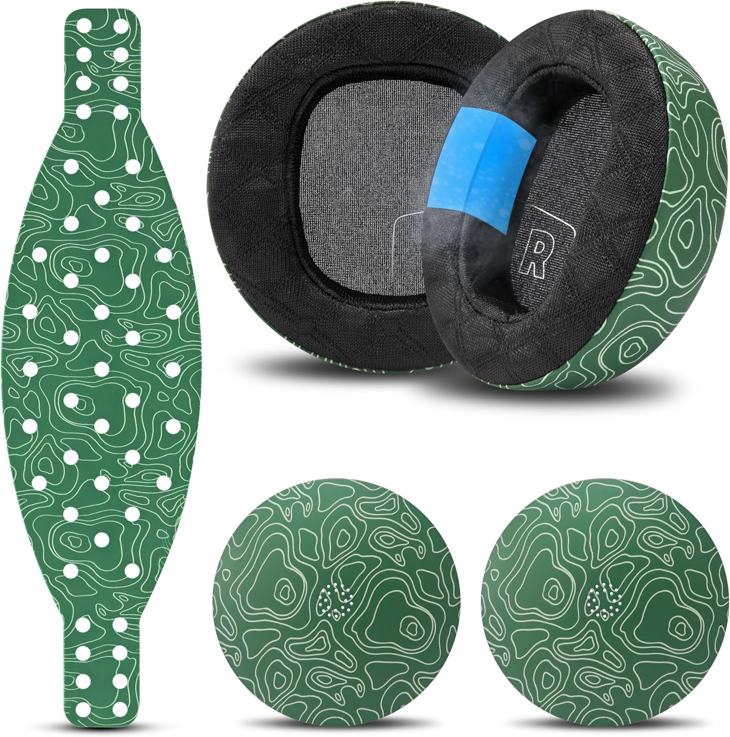 WC Mod Kit Maxwell 2 – Cooling Gel Earpads + Extra Wide Silicone Headband + Magnetic Speaker Plates Compatible with Audeze Maxwell 2 by Wicked Cushions | Emerald Tide