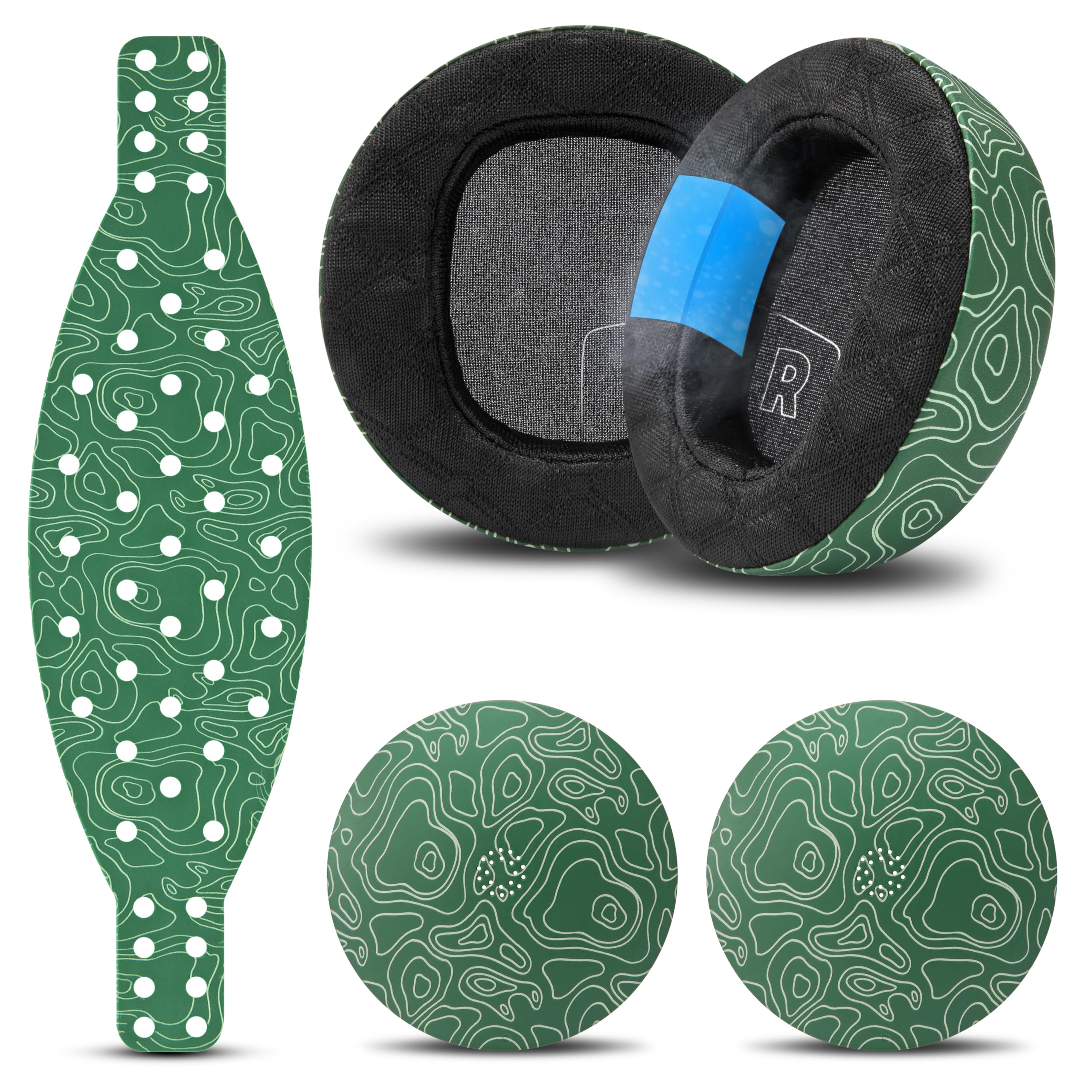 WC Mod Kit Maxwell 2 - Almohadillas de Gel refrescante + Diadema de Silicona Extra Ancha + Placas de Altavoz magnéticas Compatible con Audeze Maxwell 2 de Wicked Cushions | Marea Esmeralda