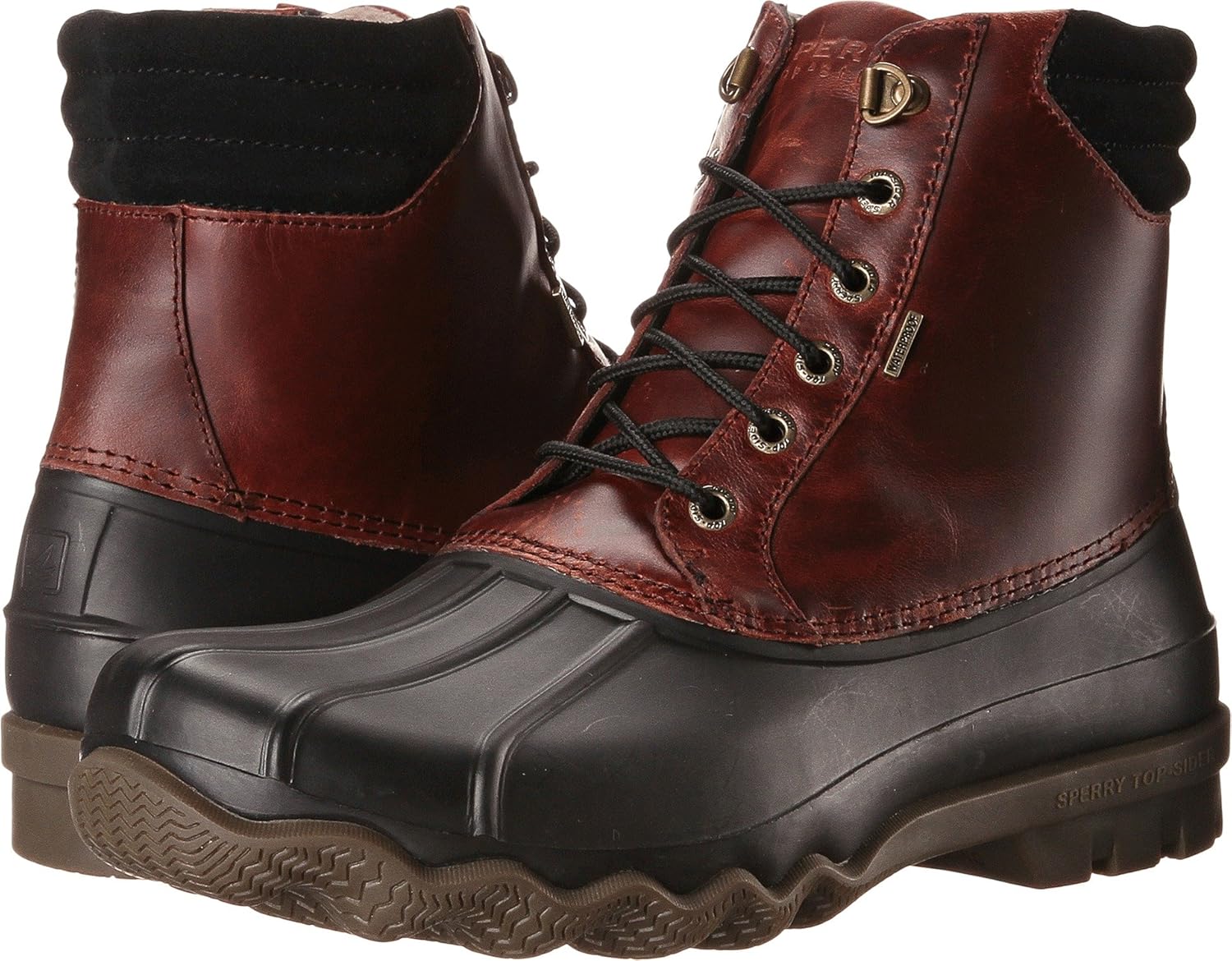 Sperry Men's Avenue Duck Rain Boot, Black/Amaretto, 10 D(M) US