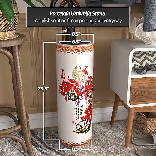 Miniatura 4 de Idea de regalo para decoración casera elegante de calidad fina - Depósito clásico para guardar paraguas y bastones de porcelana china de 24 pulgadas