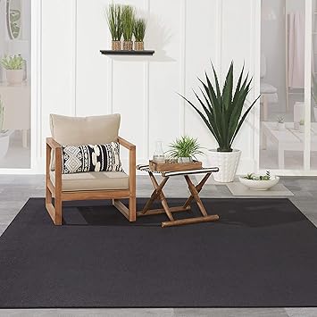 Amazon.com: Nourison Essentials Indoor/Outdoor Black 8' x 11' Area-Rug ...