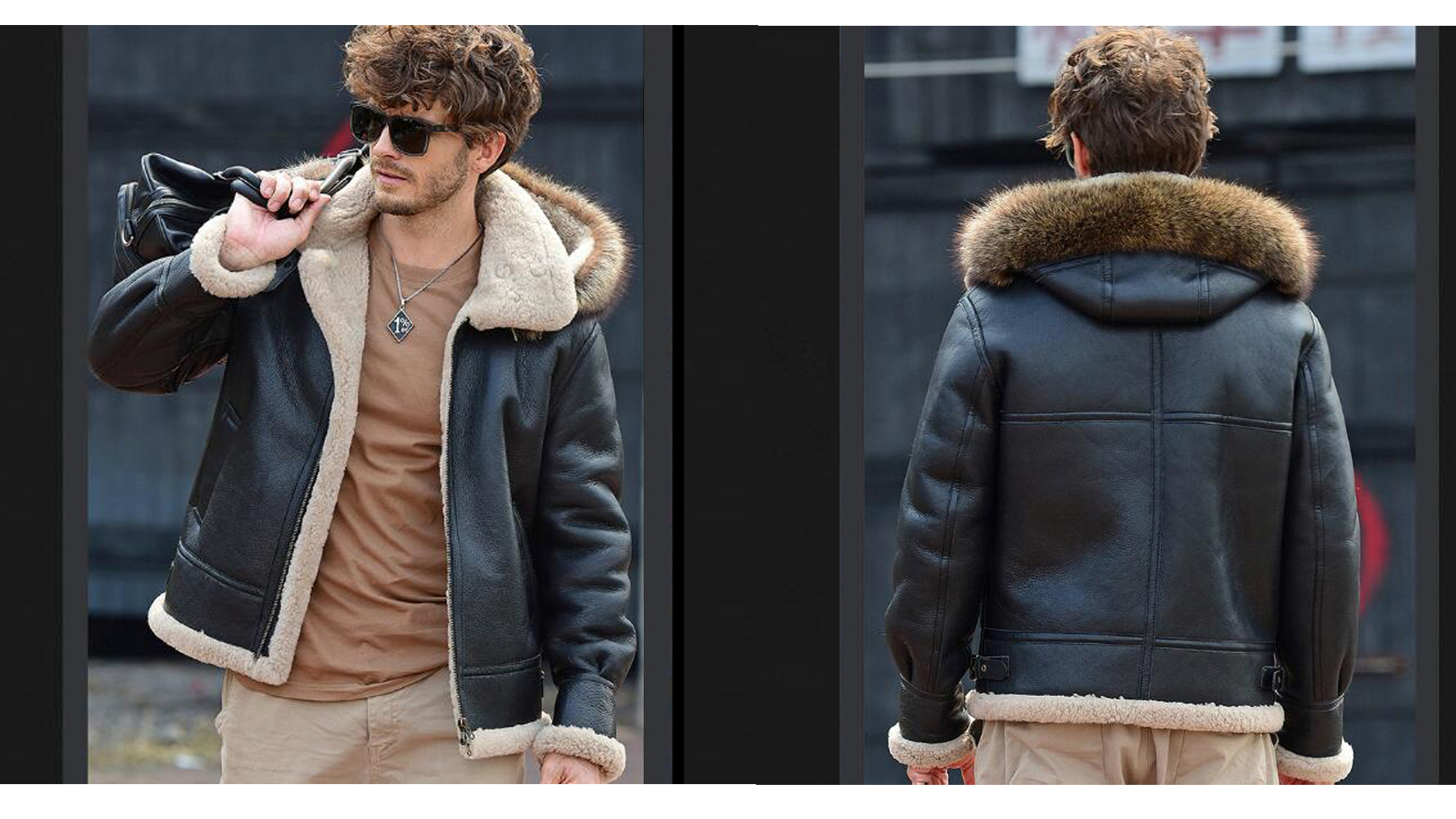 ジャケット・アウター doradora Denny&Dora Mens Shearling Thick Winter Jacket Natural Shearling