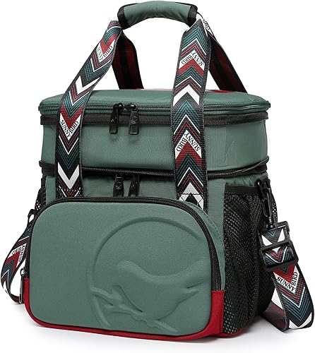 SUNNY BIRD Lonchera con doble compartimento, lonchera aislada de 13 L para adultos para el trabajo (Greenboho)