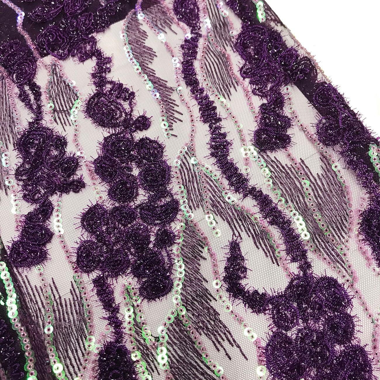 Sequin Lace Fabric Elegant Embroidery Floral African Lace Glitter Nigerian Tulle Net for Sewing Wedding Dress, 5 Yards, Orange