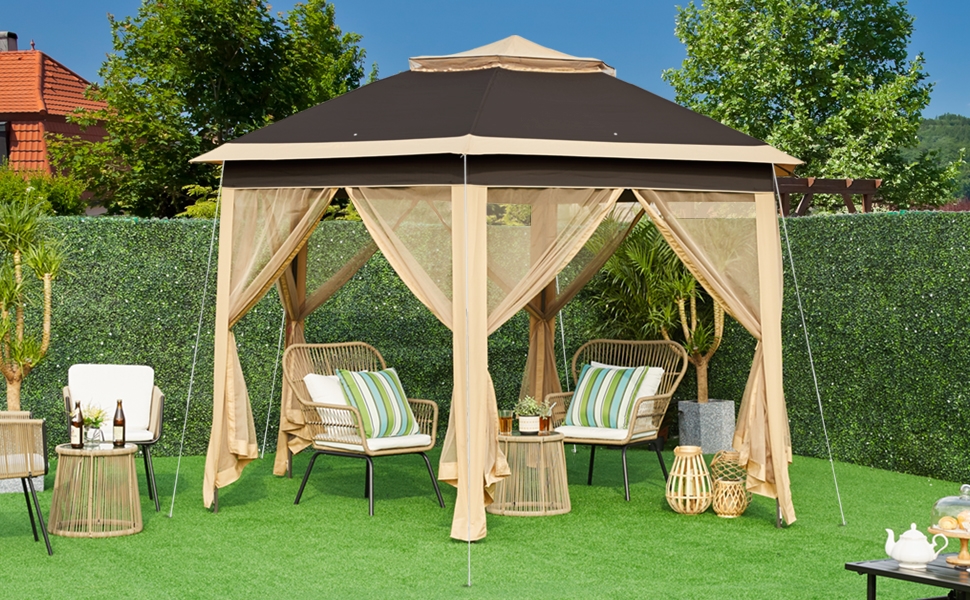 Amazon.com : Yaheetech 13x13 Pop up Gazebo, Hexagonal Outdoor