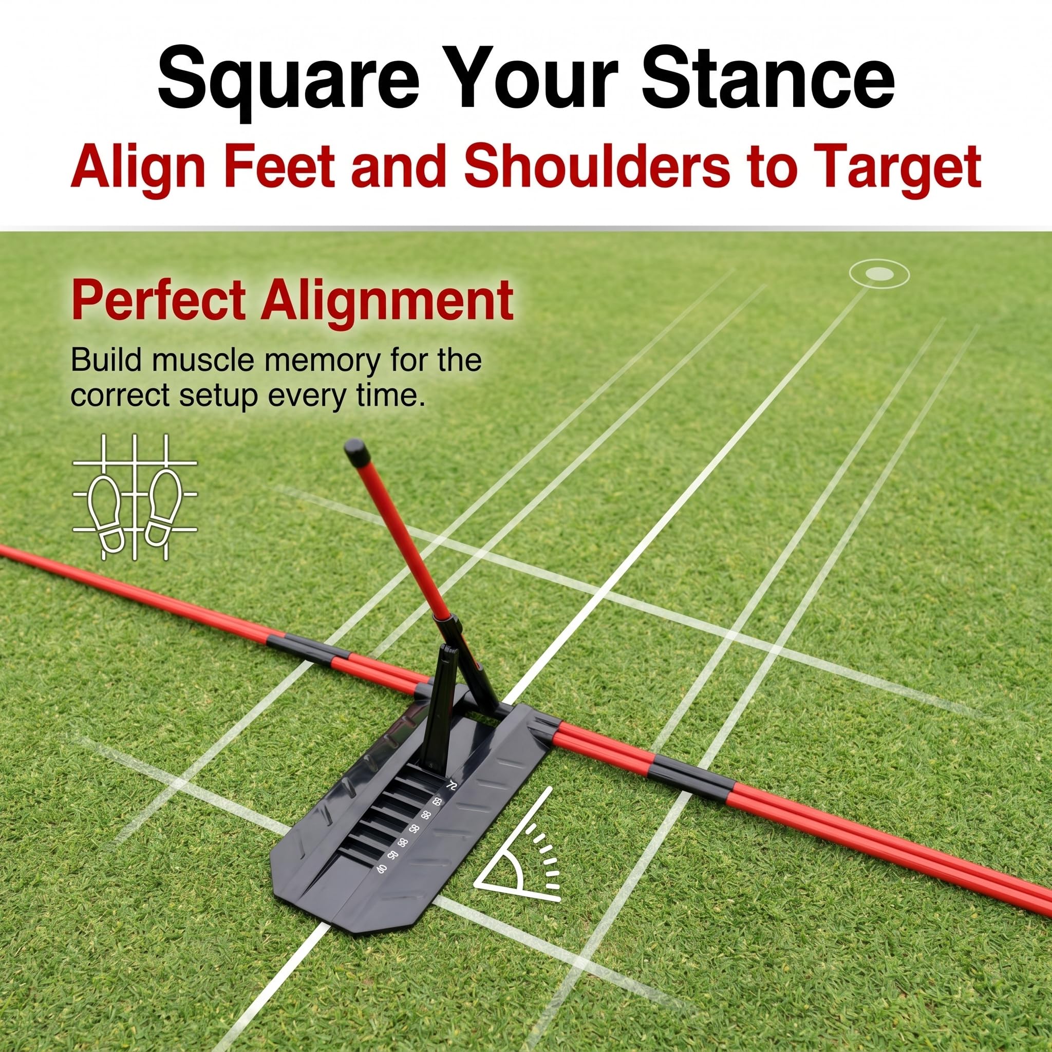 Golf Trainingshilfen Alignment Sticks Set, Verstellbarer Golf Schwungtrainer mit ABS Winkelplatte Glasfaserstäben, Profi Golfzubehör zur Haltungskorrektur für Zuhause Range, Golfzubehör Set