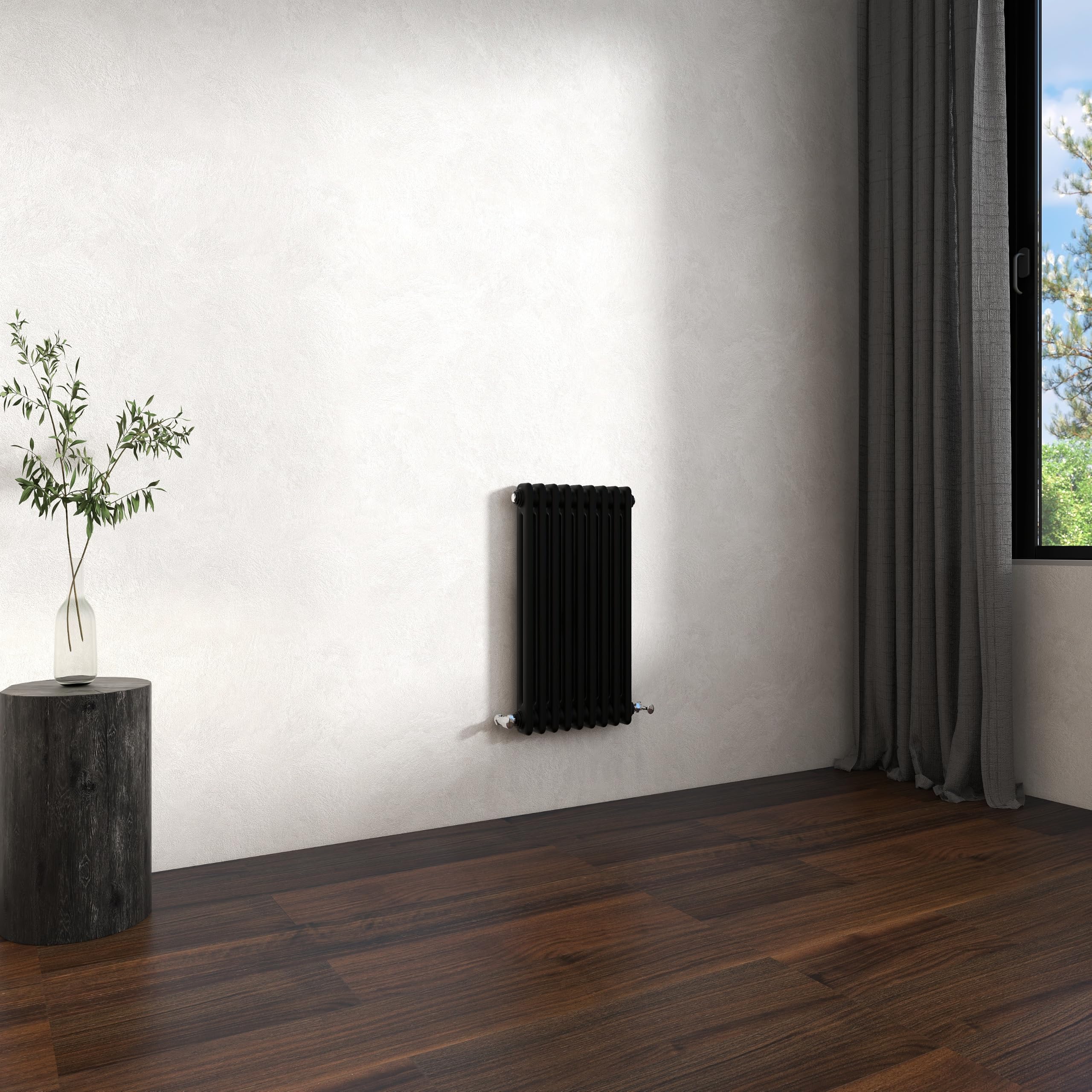 Traditional 2 Column Cast Iron Radiator 600x425mm Horizontal Black