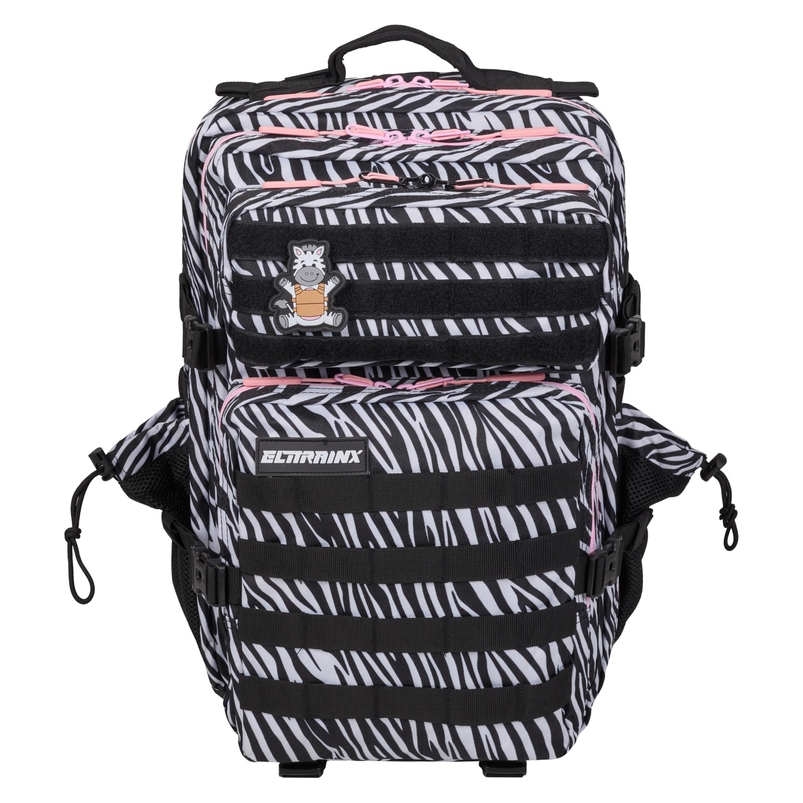 Elitrainx Elitex Training Sac à dos tactique imperméable 45 l avec emplacements pour patchs et compartiment pour ordinateur, pour bagage cabine en avion, salle de sport, tissu Oxford 1000D, Zèbre, 45