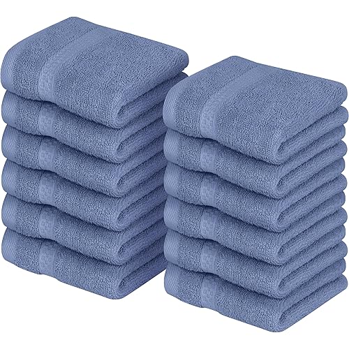 Utopia Towels [12 Pack Premium Wash Cloths Set (12x12 Inches) 100% Cotton Ring Spun, Highly Absorbent and Soft Feel Essential Washcloths for Bathroom, Spa, Gym, and Face Towel (Electric Blue)