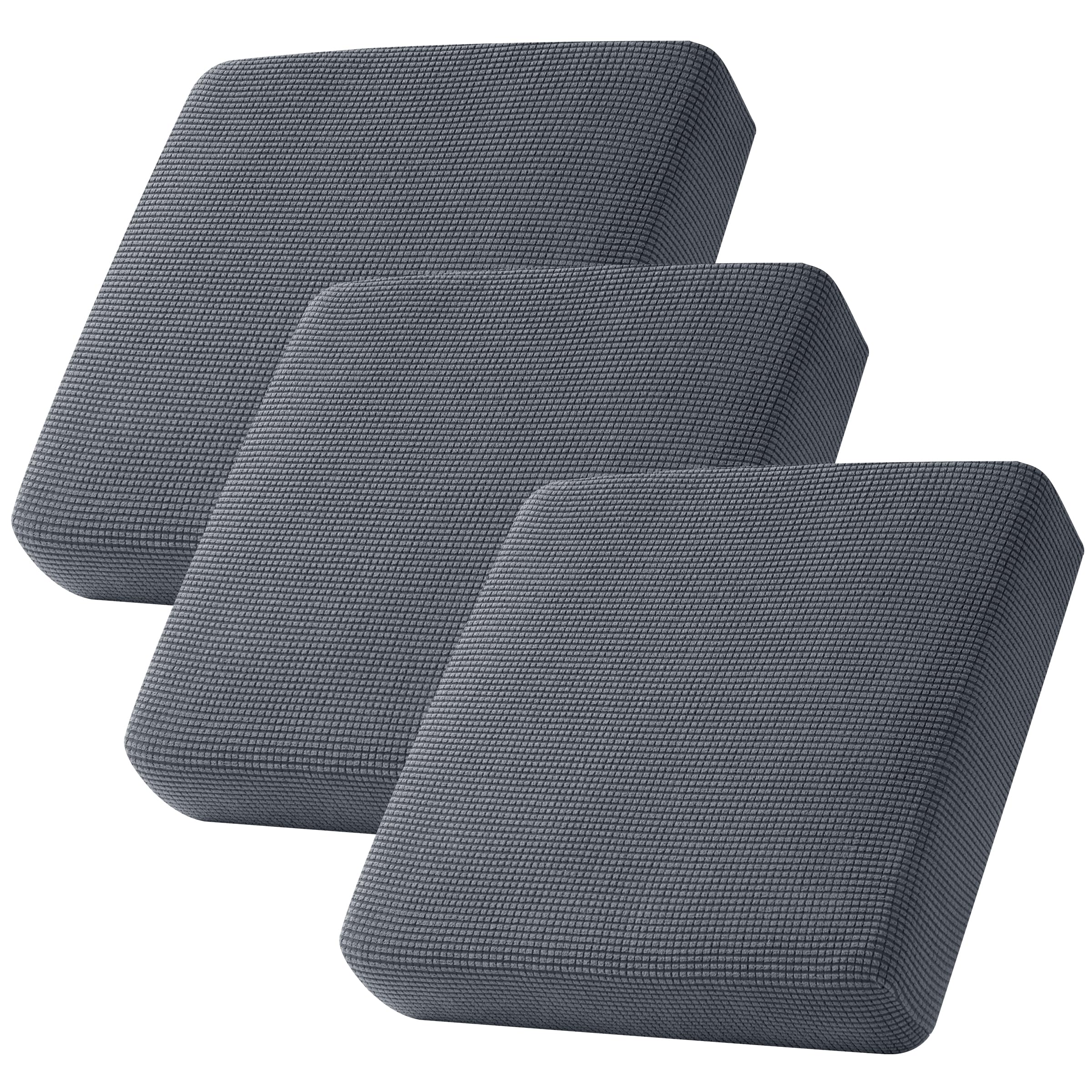 CHUN YI 3Piece Stretch Couch Cushion Covers, Sofa Seat Slipcovers for Pets, Suitable for Armchair Loveseat Sofa with Spandex Jacquard Washable Fabric(3Piece,Grey)