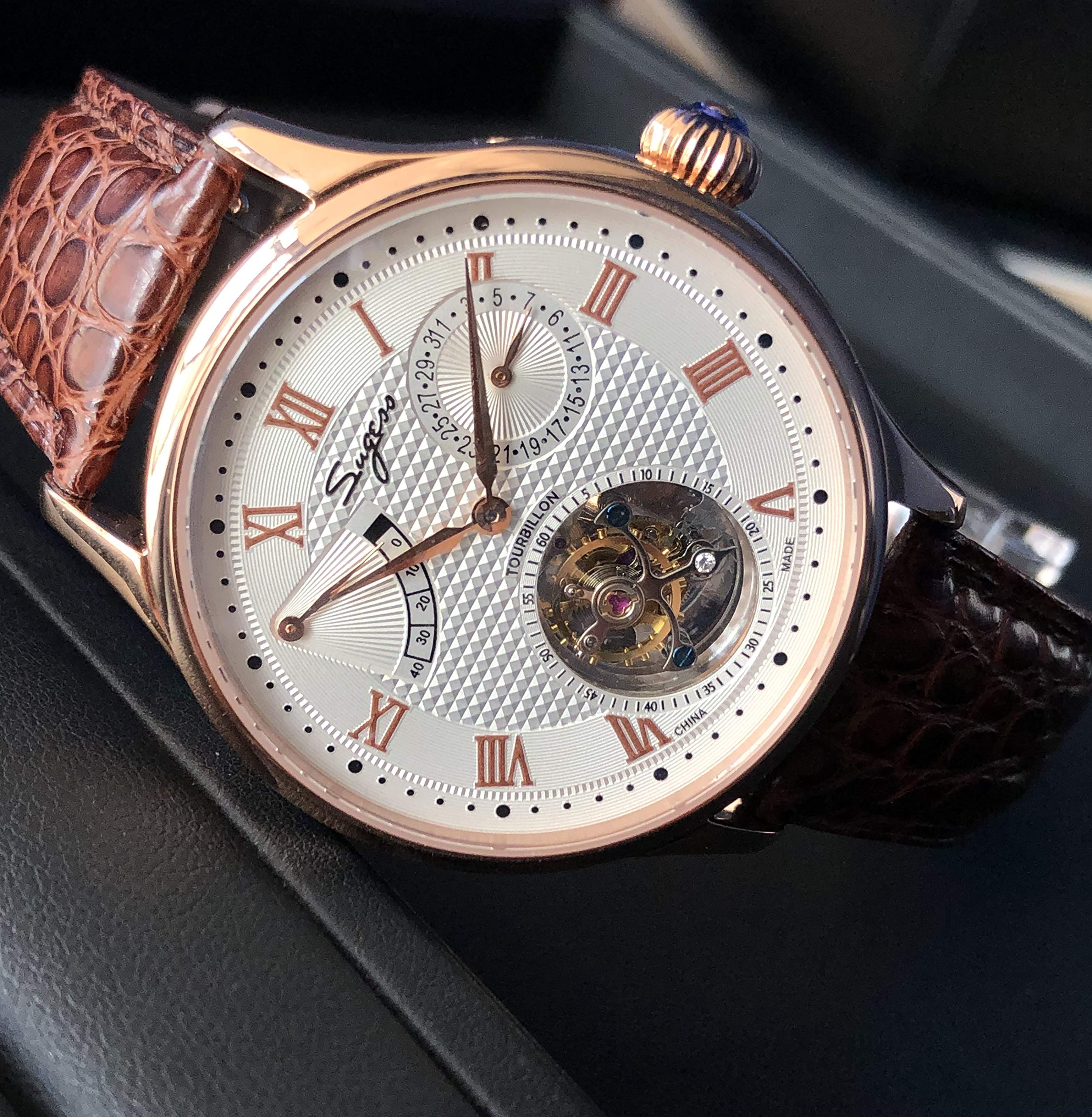 SU8001GW Tourbillon Master Seagull ST8001 Uhrwerk Saphirglas Herren mechanische Armbanduhr 1963