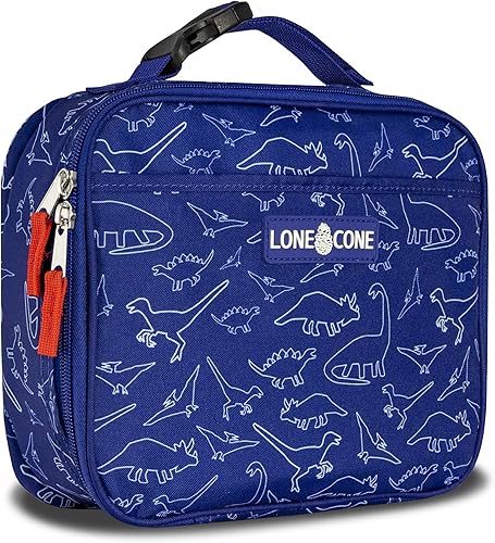 Lone Cone - Lonchera térmica para niños, patrones divertidos para niños y niñas, siluetas modernas de dinosaurio, estándar