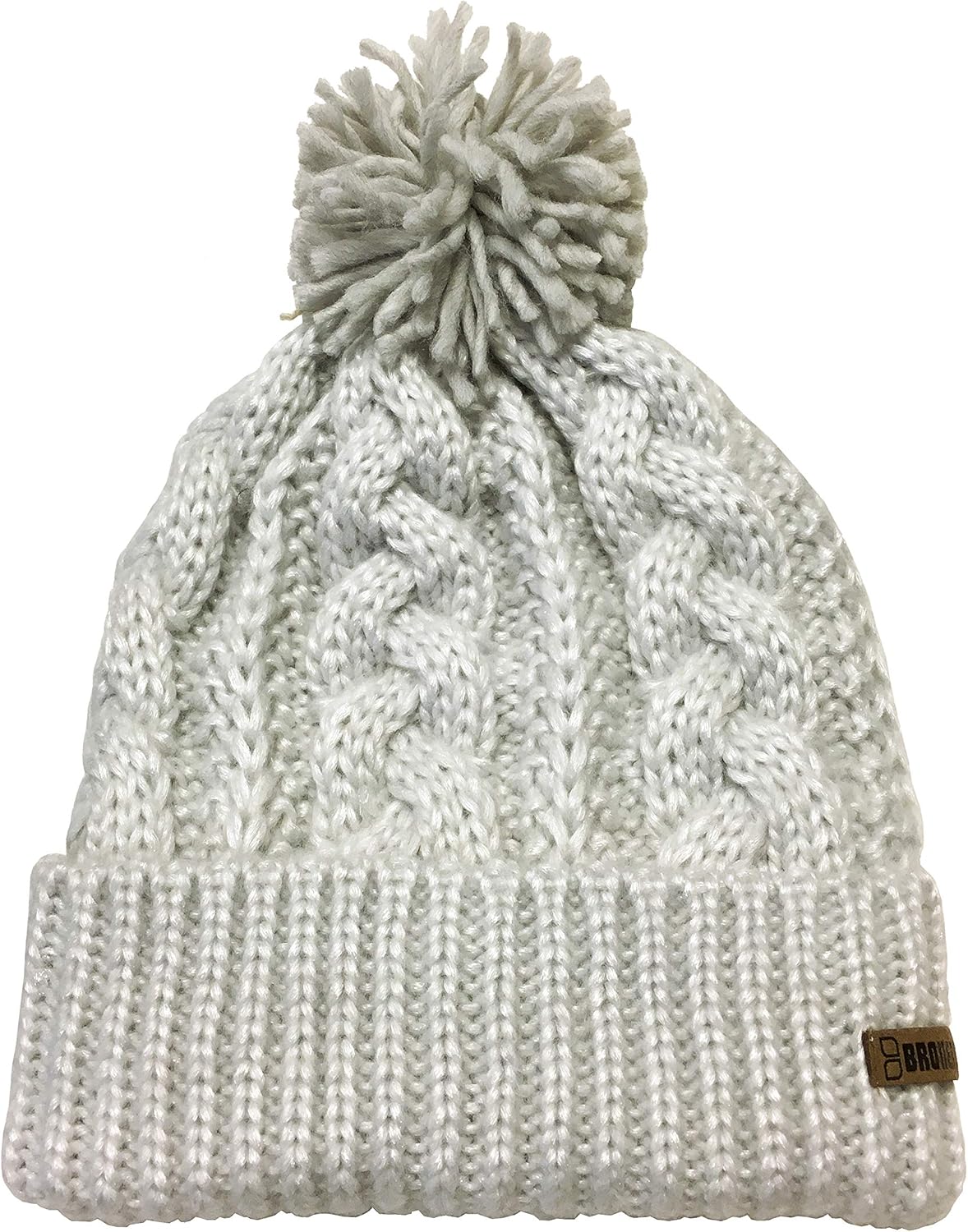 Broner Ladies Shimmer Yarn Cable Knit Cuff Cap with Fleece Earband Lining