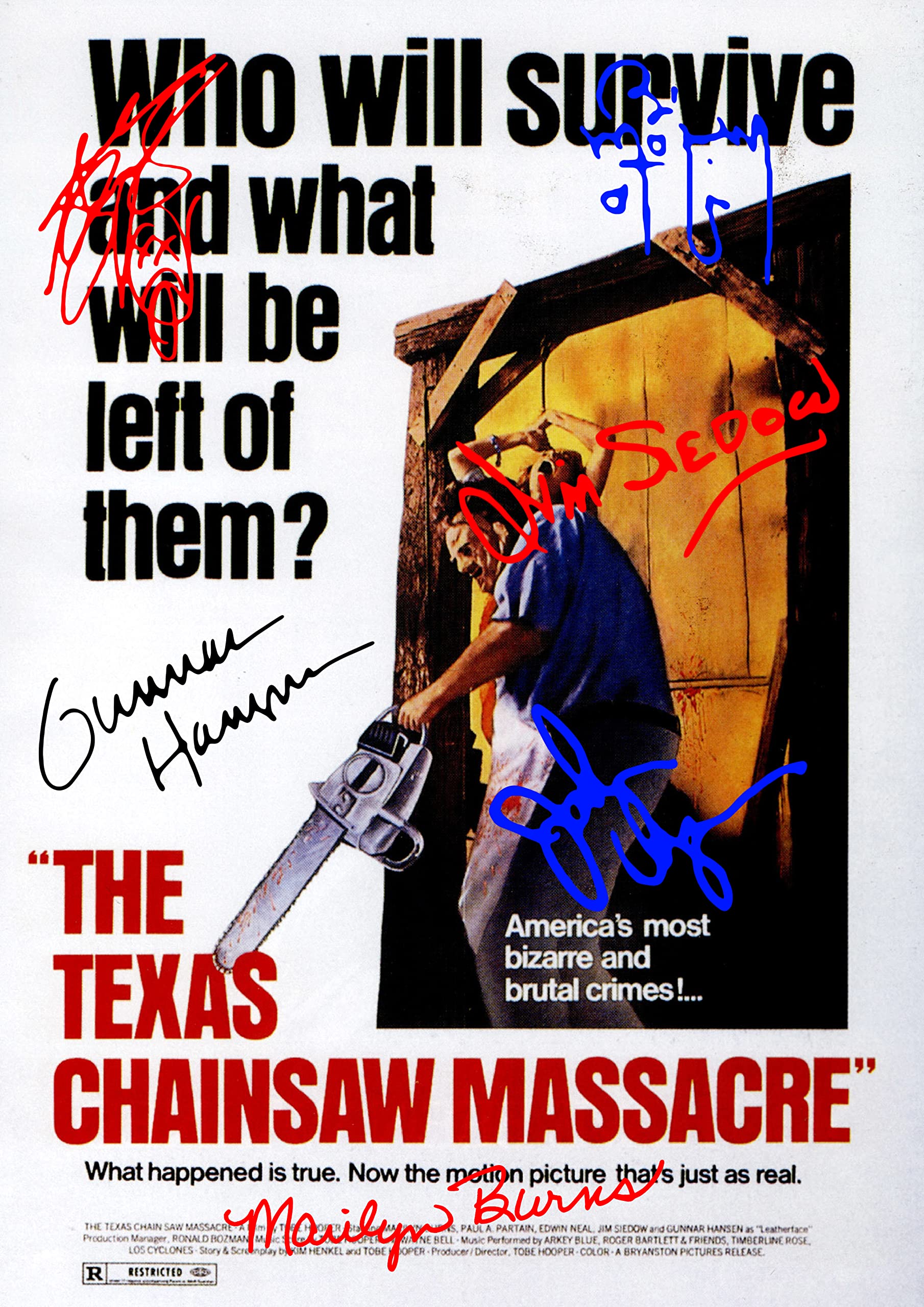 Texas Chainsaw Massacre Movie Poster Autograph - Signed