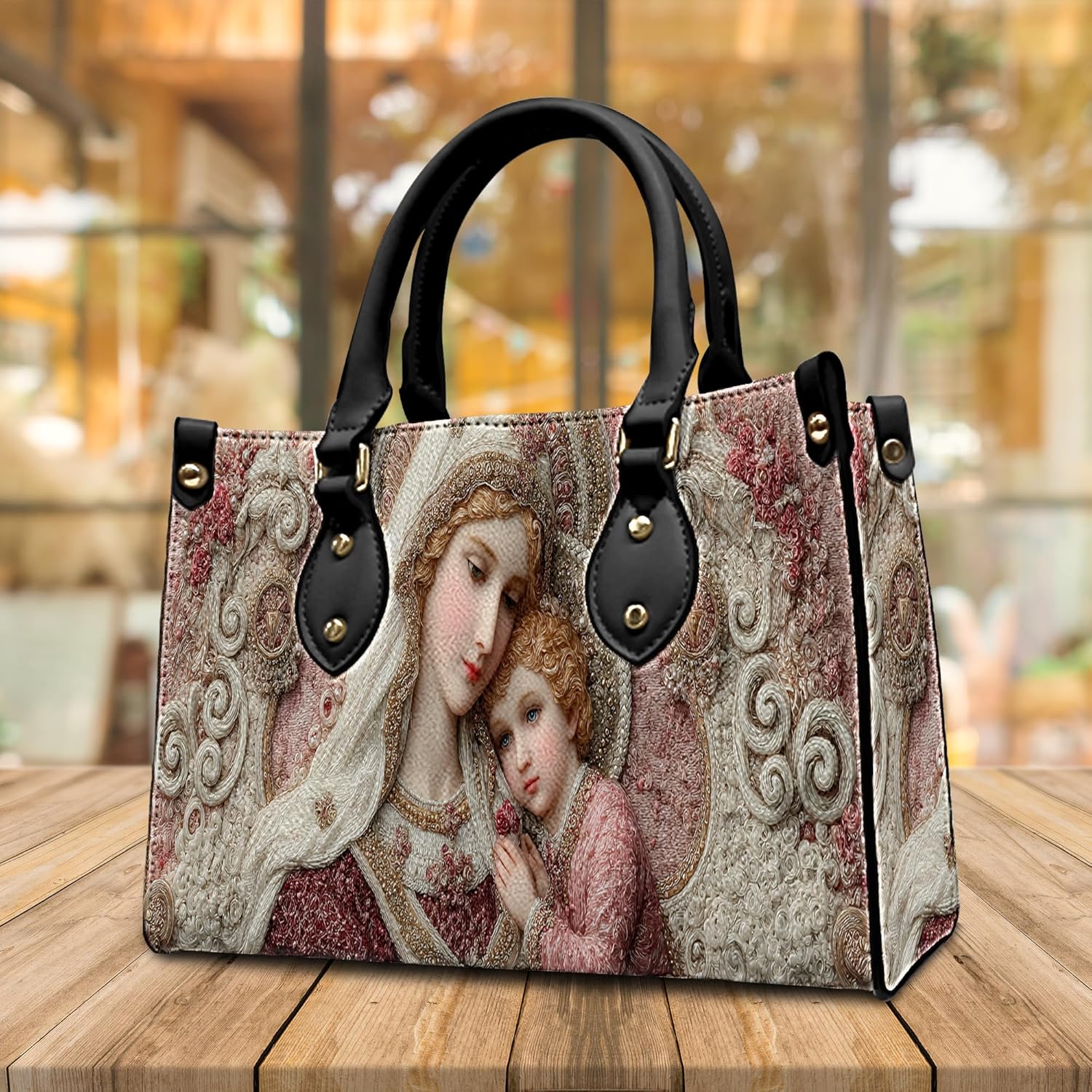 Personalzied Virgin Mary Handbags for Women, Catholic Virgin Mary Leather Bags, Bible Purse, Gifts for Christians - Image 8