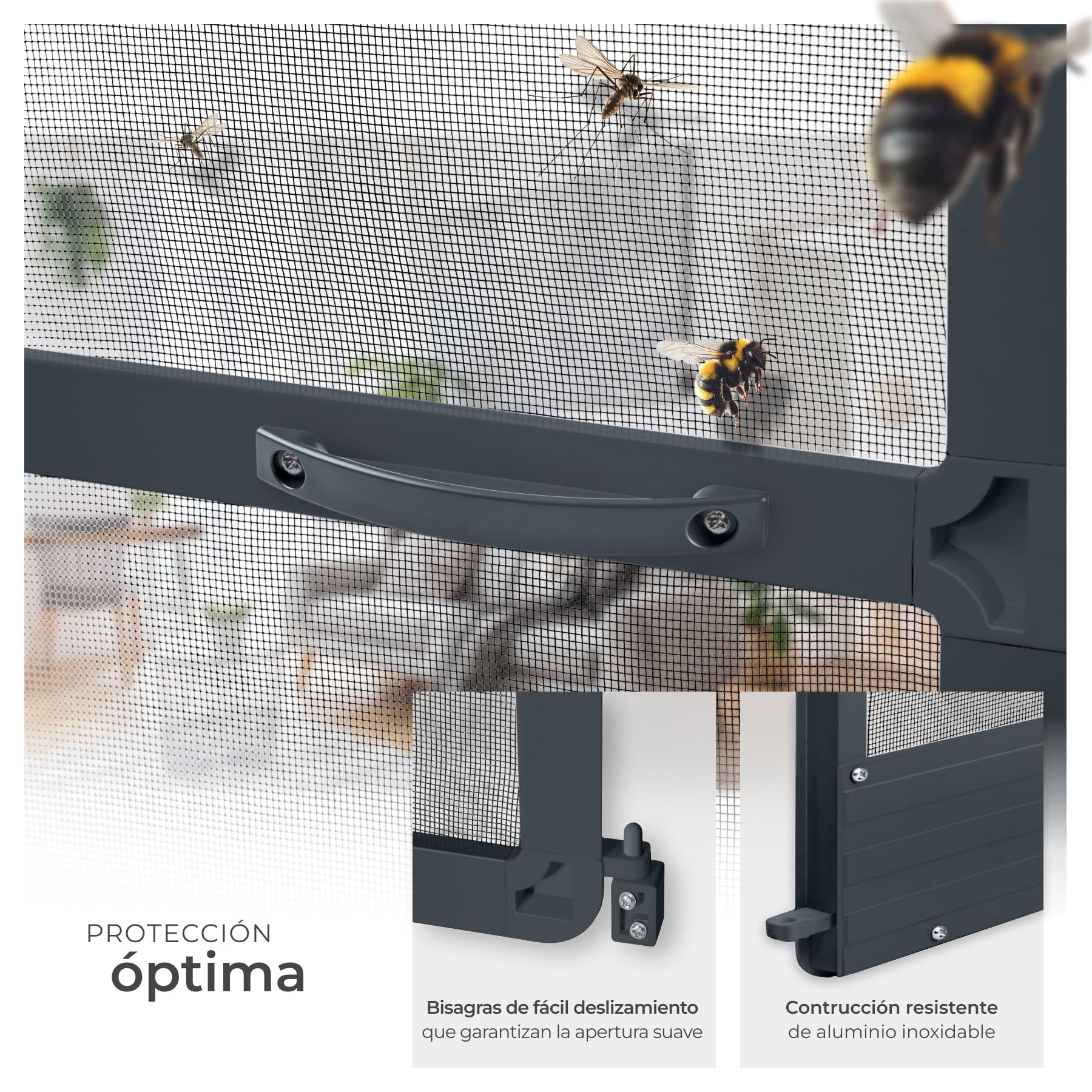 tectake® Mosquiteras para Puertas, Malla Mosquitera Metalica, con Tela Mosquitera, Red Mosquiteras Puerta, Resistente a la Intemperie, Marco Aluminio - 95 x 210 cm Antracita