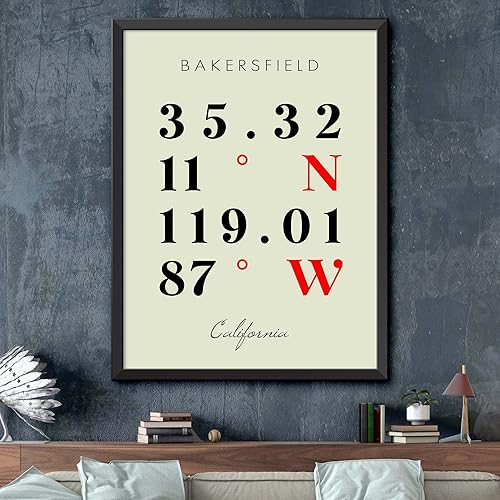 Miniatura 2 de Mapa de Bakersfield, California, Coordenadas Multilíneas de Colores (18x24)