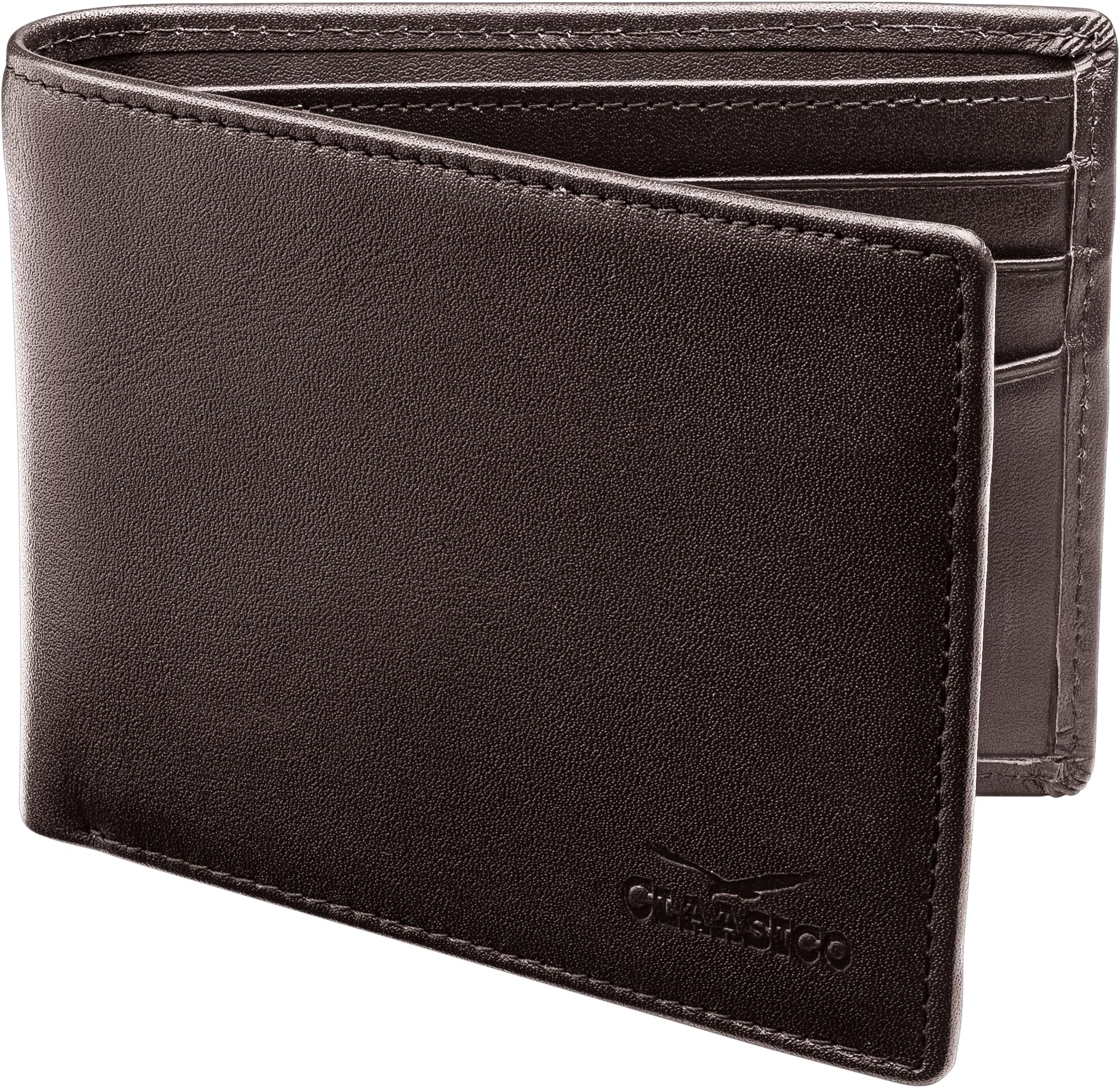 Mens Leather Bifold Wallet RFID Blocking, Organized Card slots w/ 9 Card Slots & ID Window, Everyday Wallet for Men (3.5 x 4.5), Premium Top Grain Leather, Gift Box Included