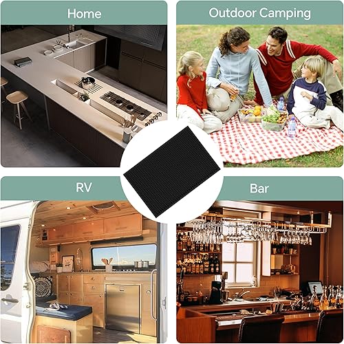 Miniatura 7 de Paquete de 2 tapetes de bar, tapetes de secado de herramientas de bar para el hogar, juego de bar de 18 x 12 pulgadas (negro) para bares, campamento