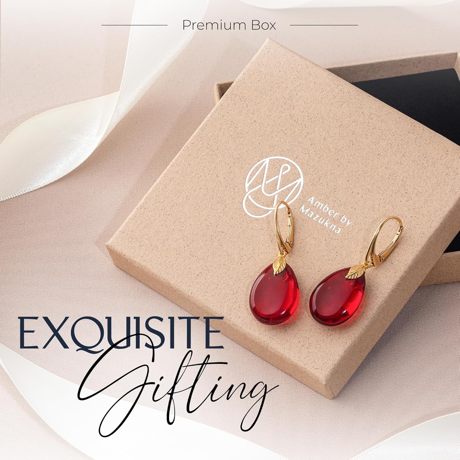 Leverback Earrings for Women – Gold-Plated 925 Silver Drop Earrings with Natural Red Baltic Amber Piece, Lightweight Jewelry with Secure Closure for Everyday Elegance - Image 5