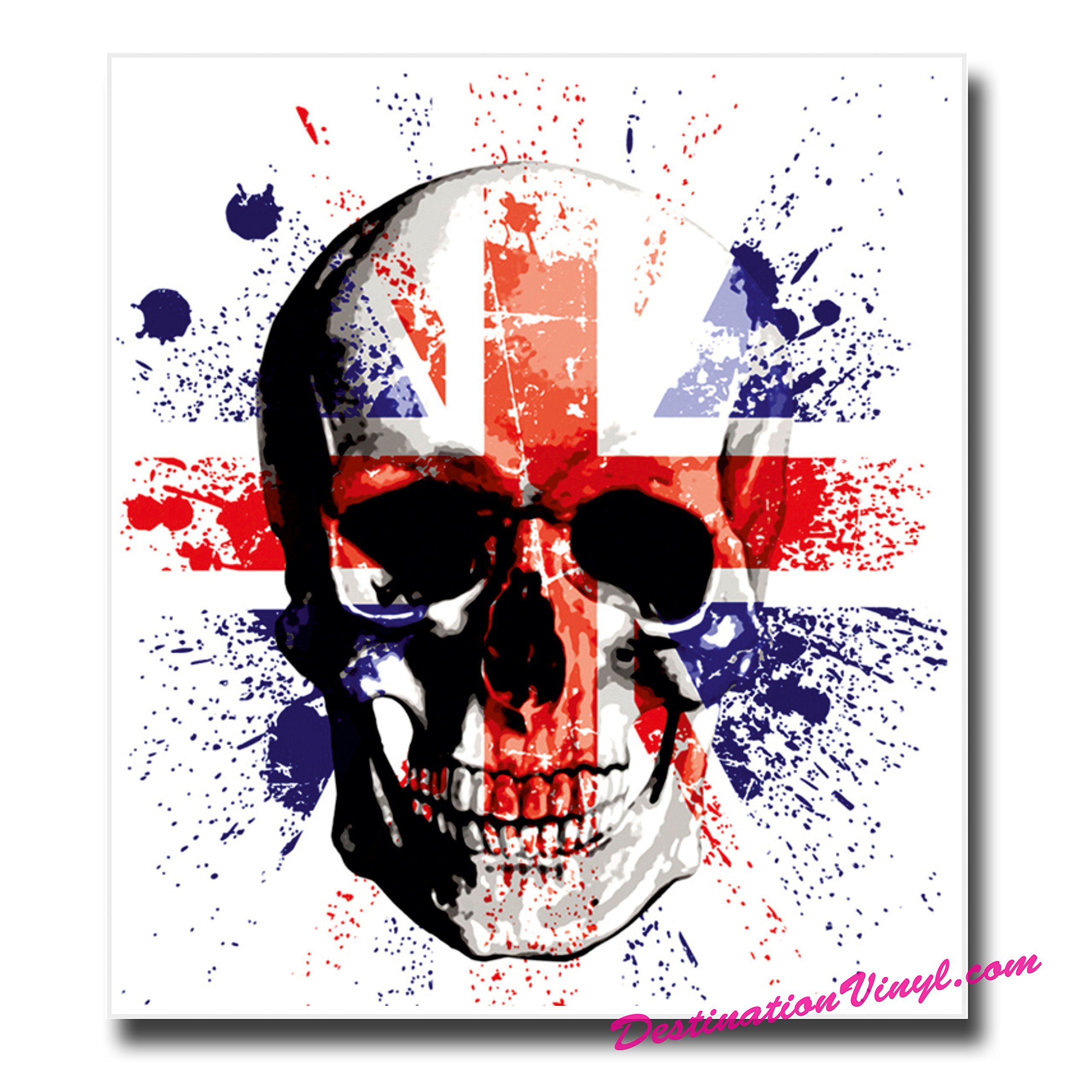 Destinationvinyl Multi 2 X Glossy Vinyl Stickers - Union Jack Scull Skull Head Paint Splat #0001 (As Shown.)