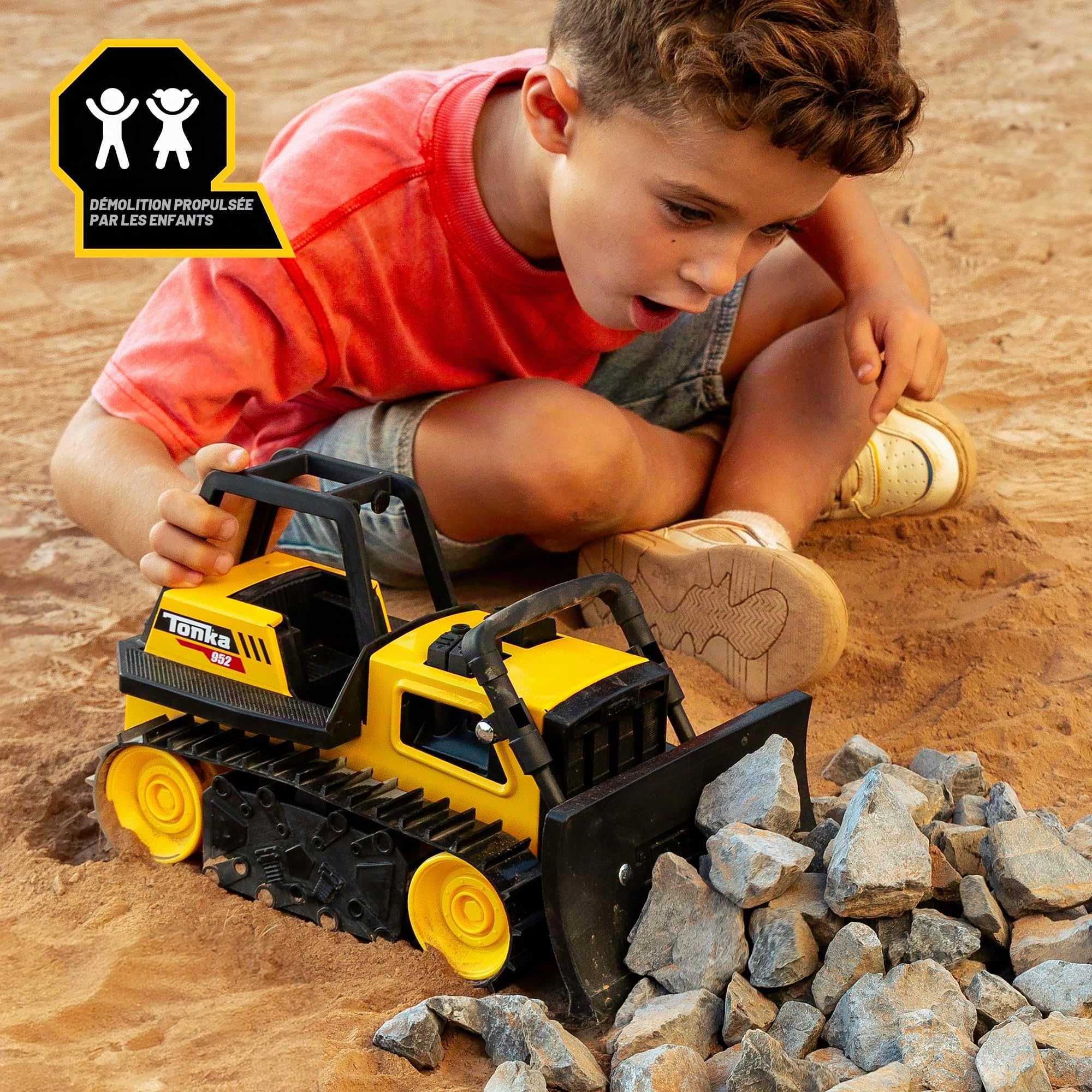 Steel Classics Bulldozer, Tonka, Jouet de bulldozer pour enfants, Jouets de constructions pour le jeu créatif, jaune-noir, pour garçons et filles, enfants à partir de 3 ans