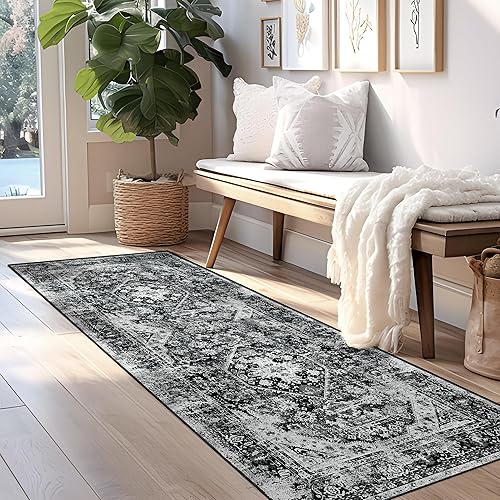 Miniatura 2 de MUJOO Alfombra lavable para pasillos, antideslizante, larga, para cocina, baño, dormitorio, mesita de noche, cuarto de servicio, alfombra bohemia