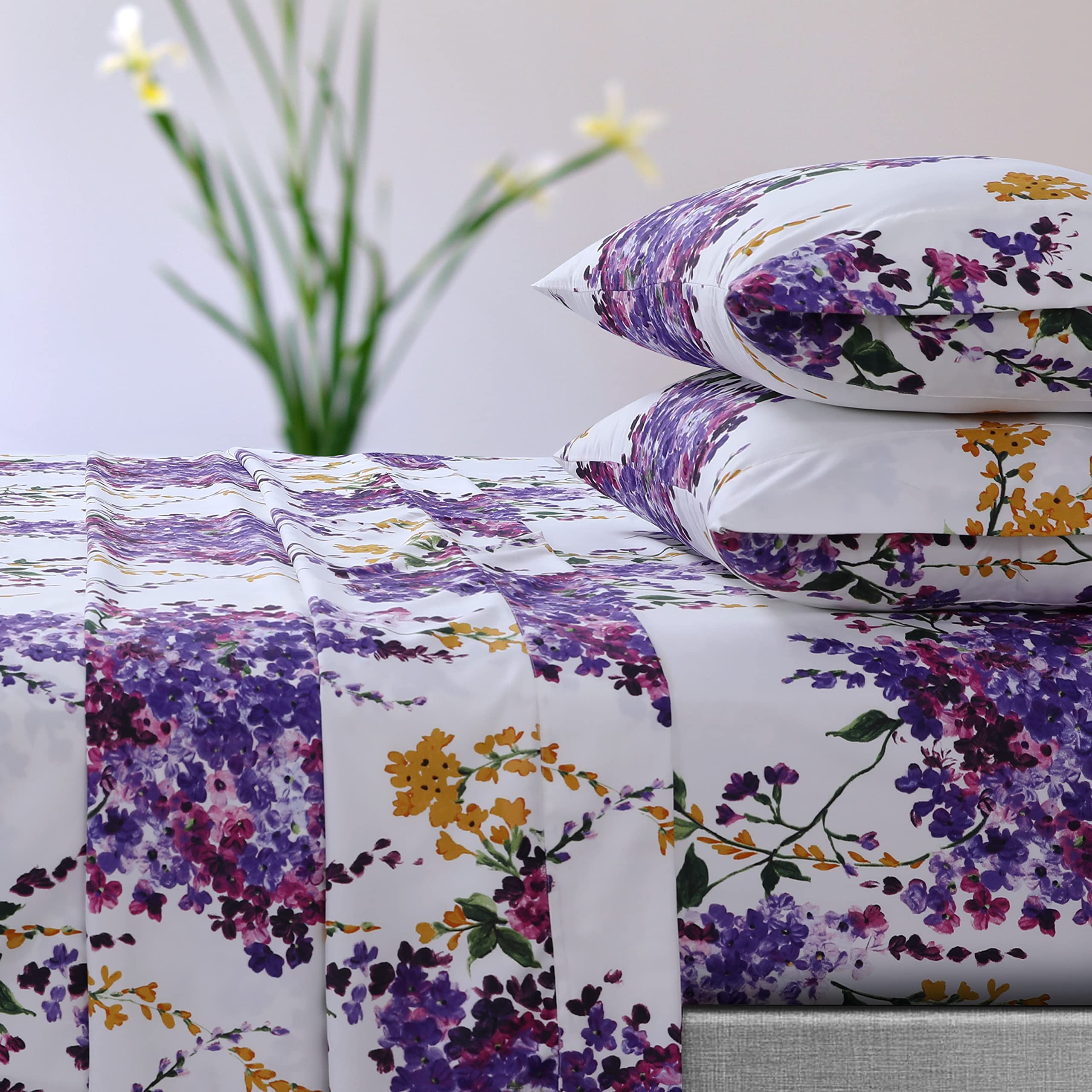 Azores Home Serena Printed Deep Pocket Sheet Set Twin, Multicolor (SEREN110SHETW)