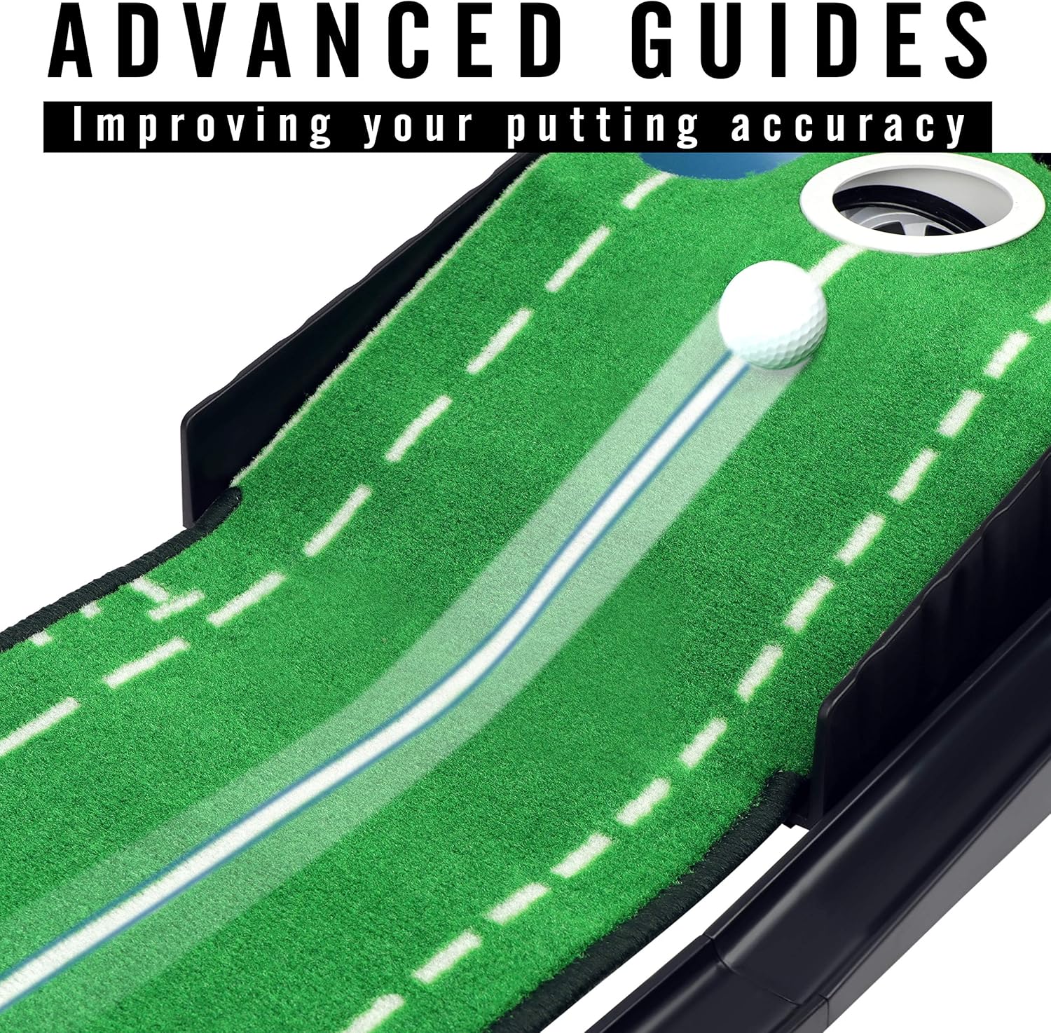 CHAMPKEY Hazard-PRO Golf Putting Mat（1.25' x 10'） ｜2 Speeds Golf Putting Green Mat｜Advanced Guides with Ball Bumpers Golf Practice Mat Ideal for Putting Training : Sports & Outdoors
