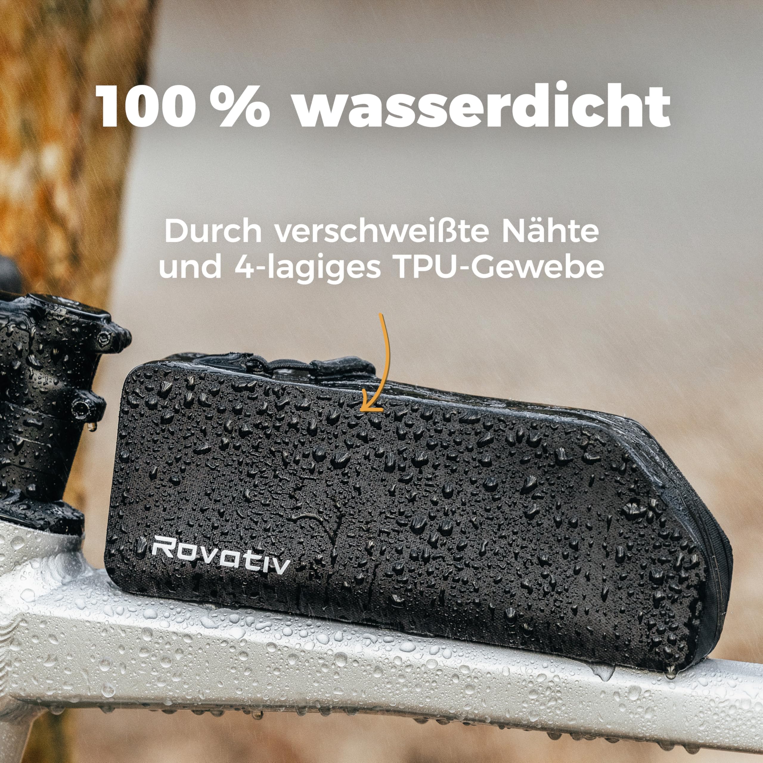 Rovativ® Bikepacking Oberrohrtasche [0,8 Liter] 100% Wasserdicht – anschraubbar & wasserdicht – Gravelbike