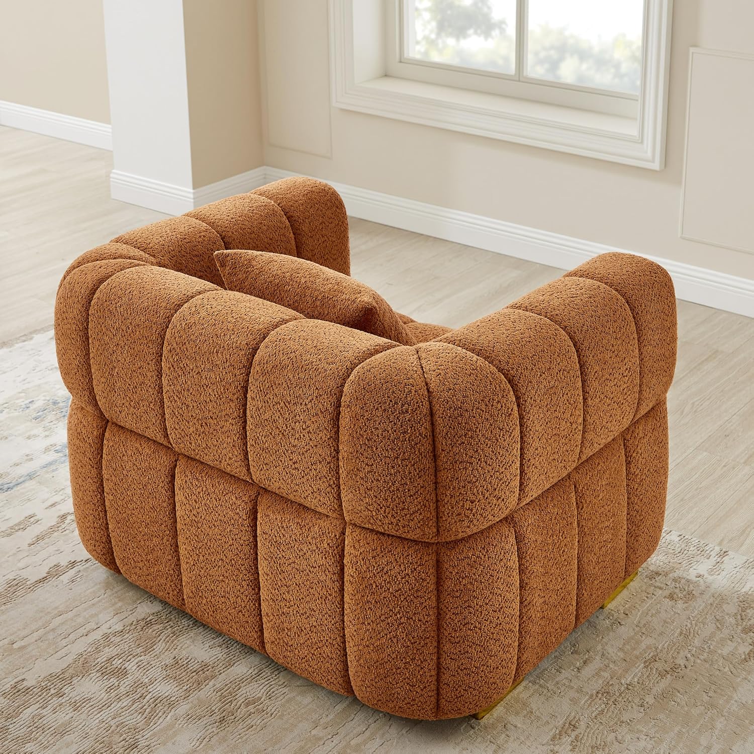 VANOMi 90.94”Cloud Sofa Couch, Modern Deep Seat Boucle Sofa, Oversized Upholstered 3-Seater Comfy Couch Loveseat for Living Room, Bedroom, Office, Apartment, Curry (1 Piece)